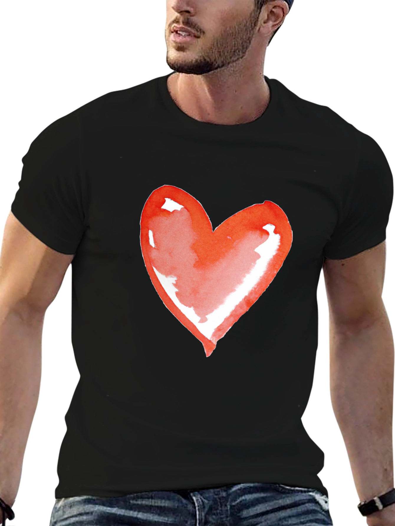 Heart Graphic Tee - Black Casual Shirt