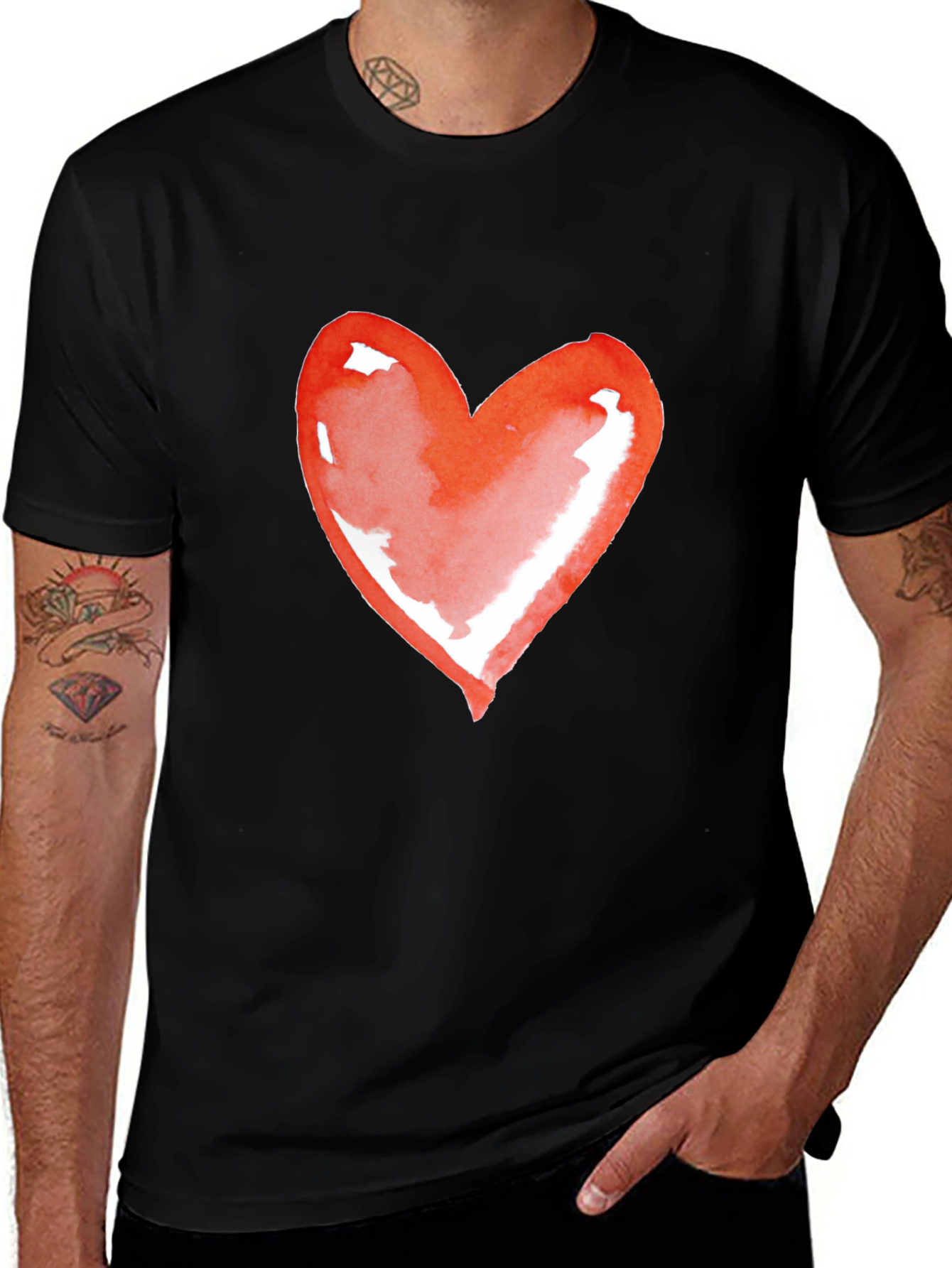 Heart Graphic Tee - Black Casual Shirt