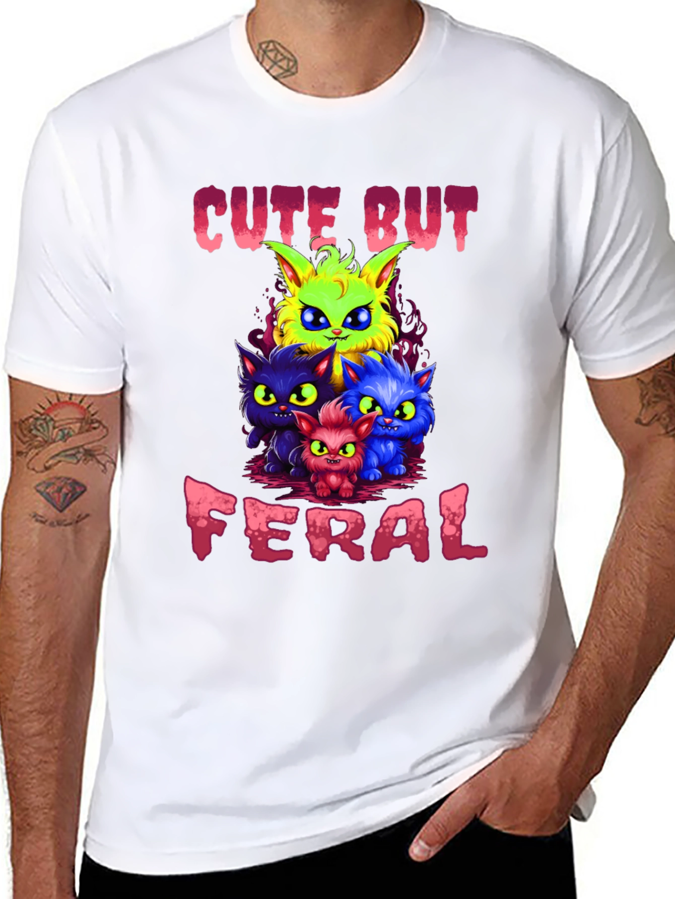 Cute But Feral Cats Graphic T-Shirt