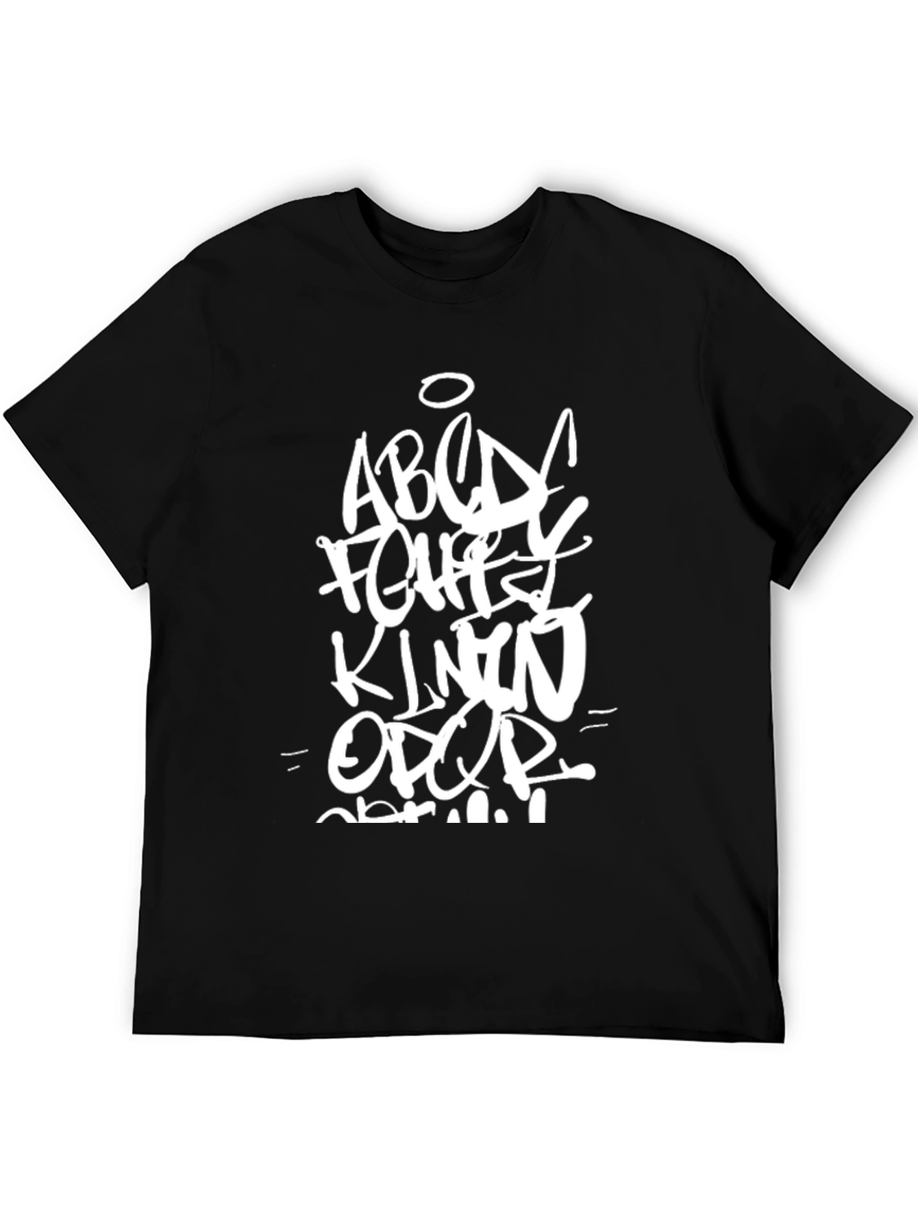 Graffiti Alphabet Print Black Casual T-Shirt