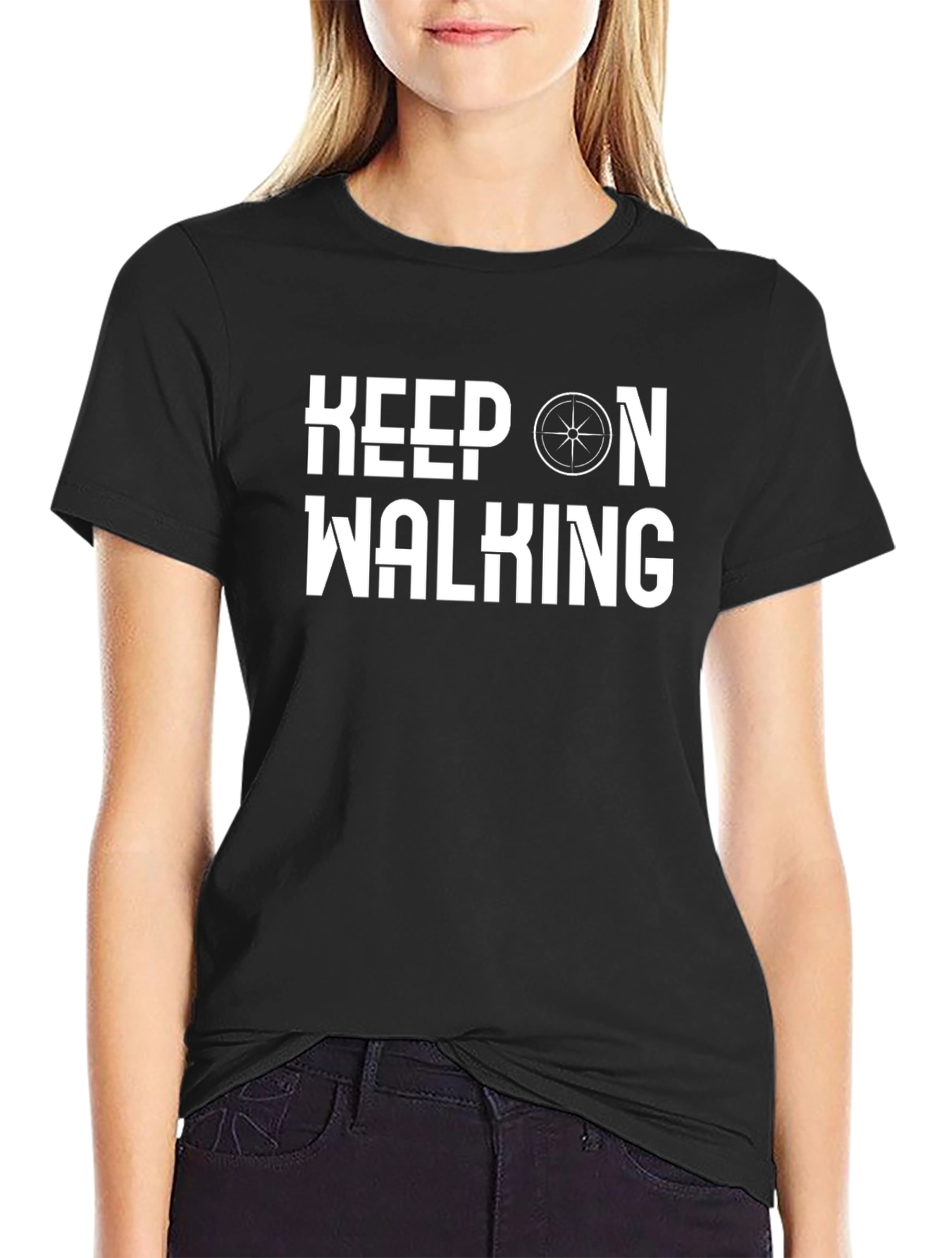 Keep On Walking Graphic Tee - Black Cotton T-Shirt