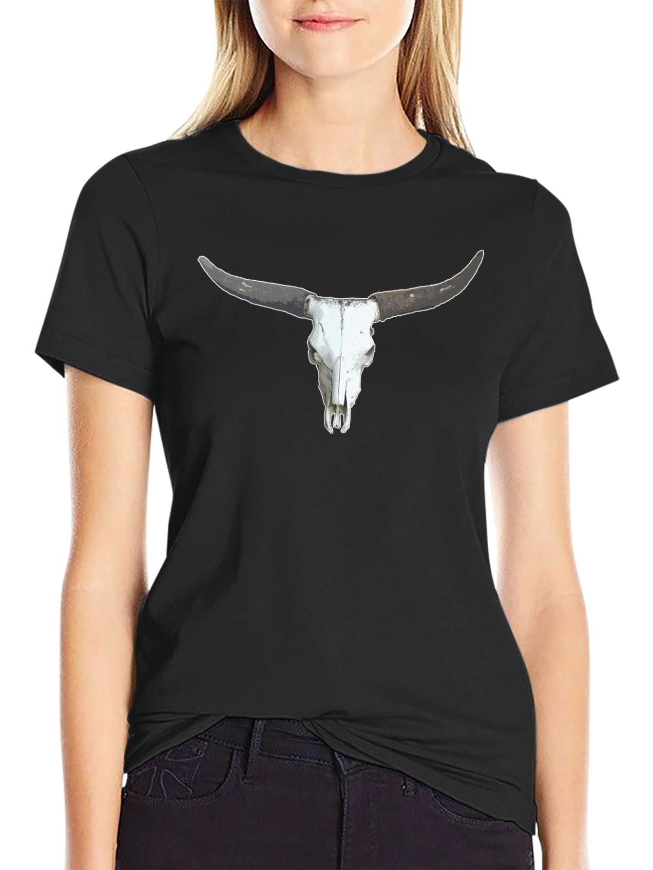 Bull Skull Graphic Tee - Black