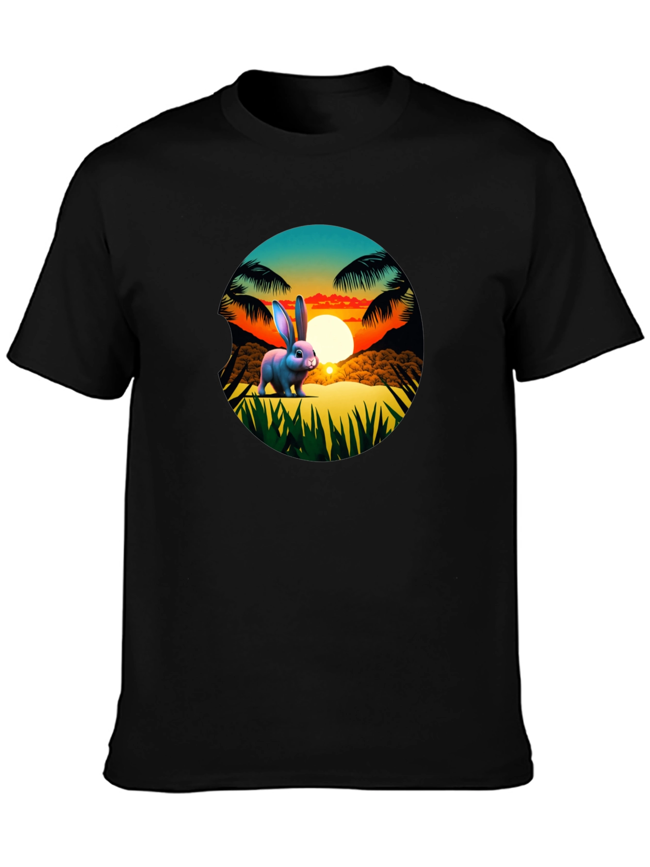 Tropical Bunny Sunset Graphic Tee