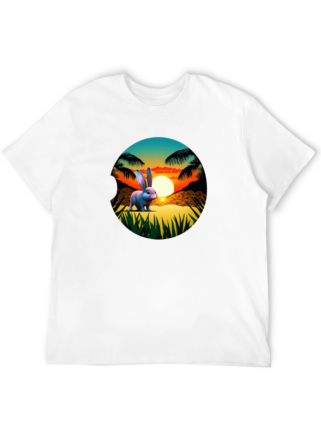Tropical Bunny Sunset Graphic Tee