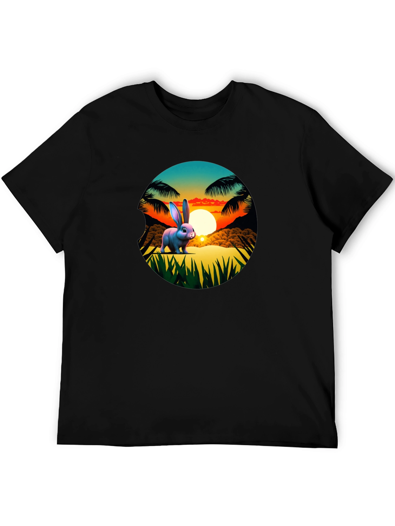 Tropical Bunny Sunset Graphic Tee