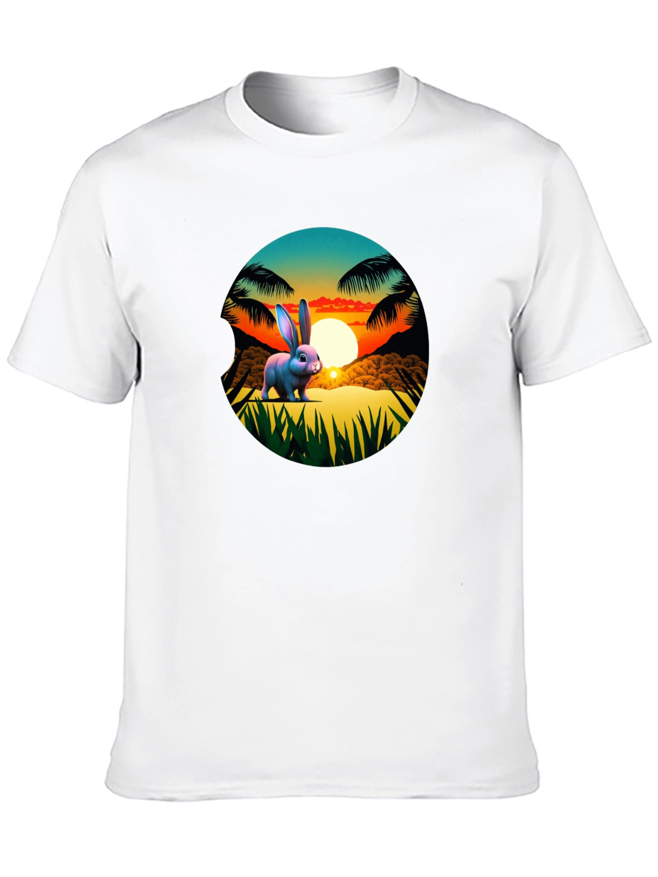 Tropical Bunny Sunset Graphic Tee
