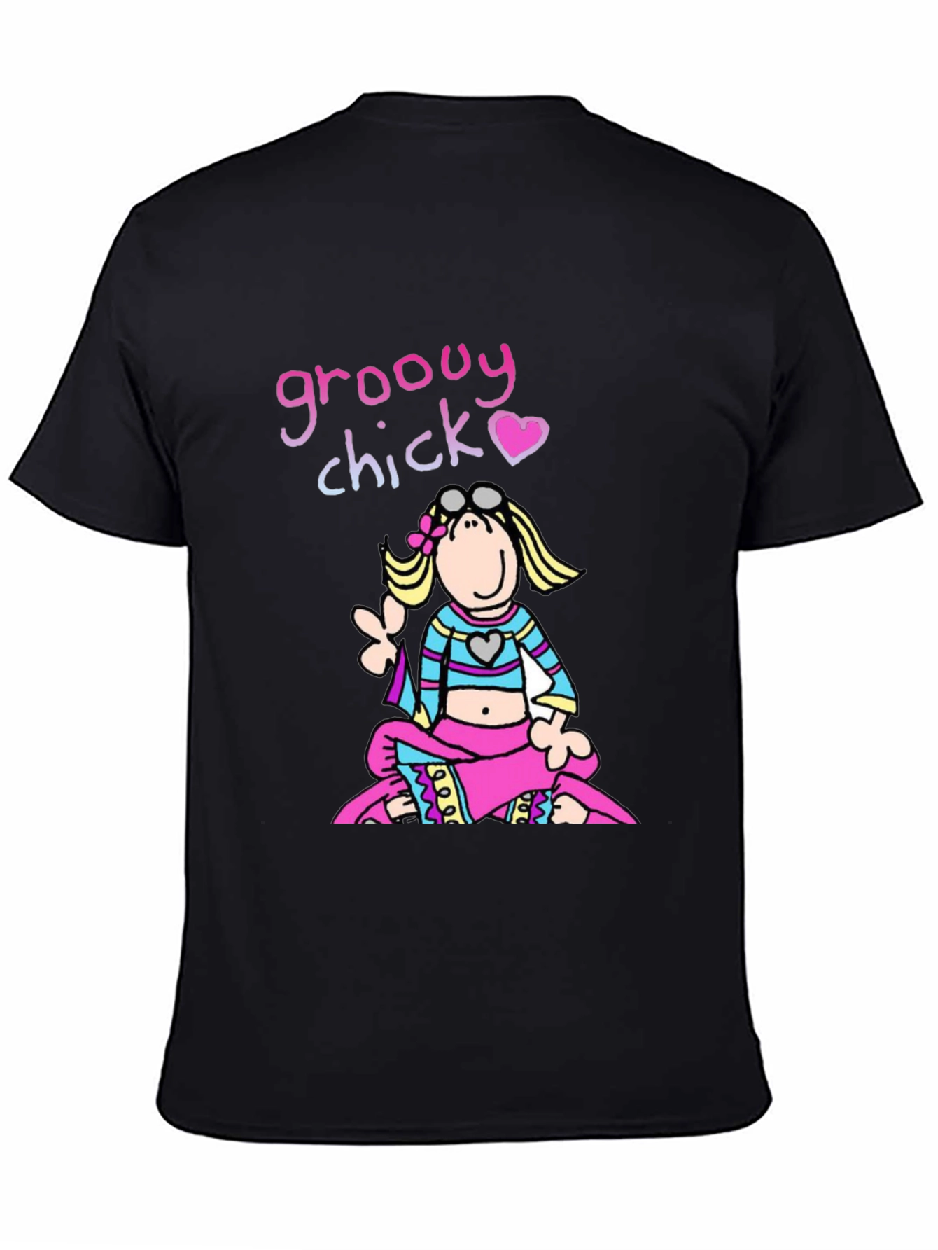 Groovy Chick T-Shirt - Retro Hippie Cartoon Tee