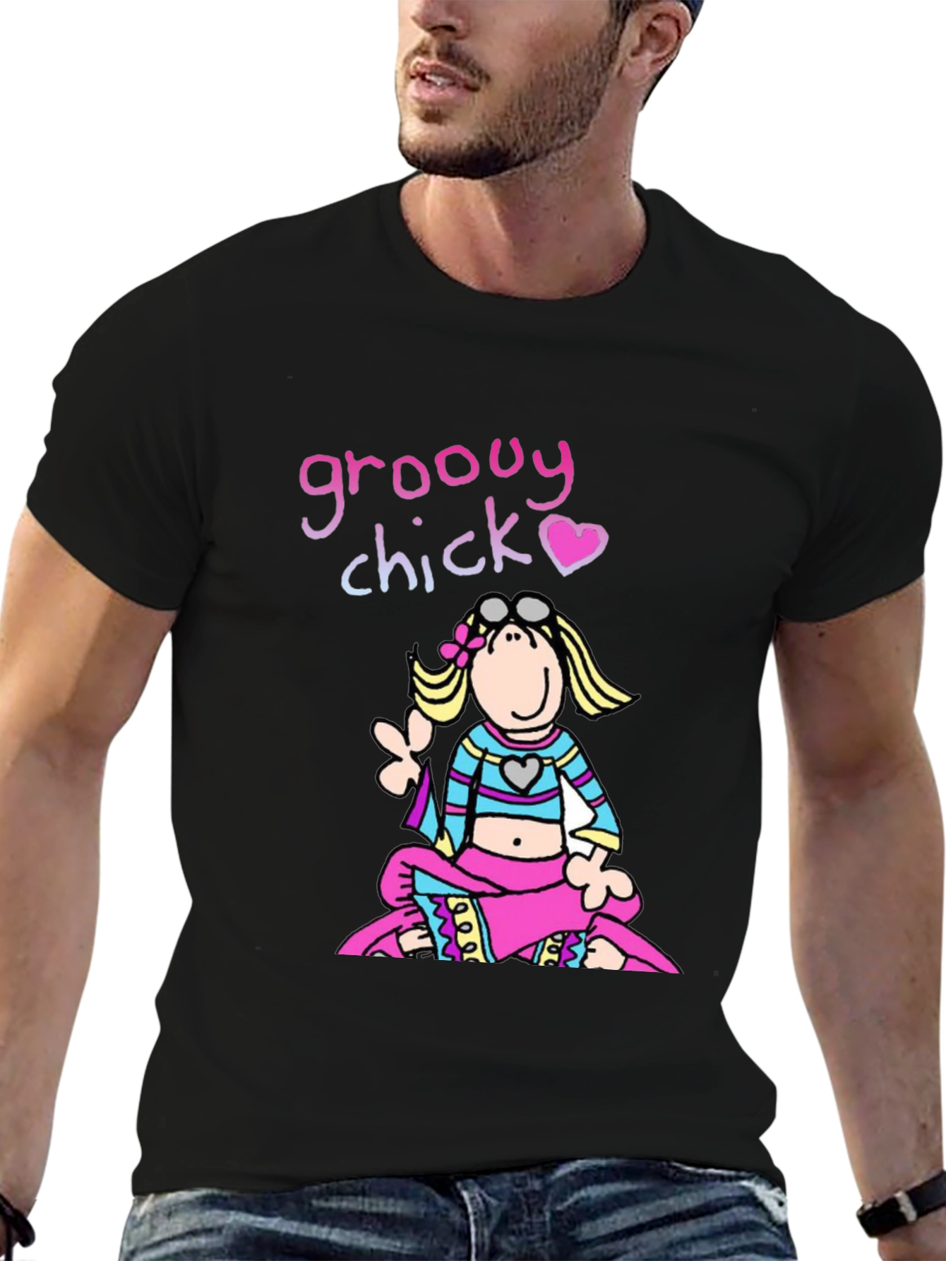 Groovy Chick T-Shirt - Retro Hippie Cartoon Tee