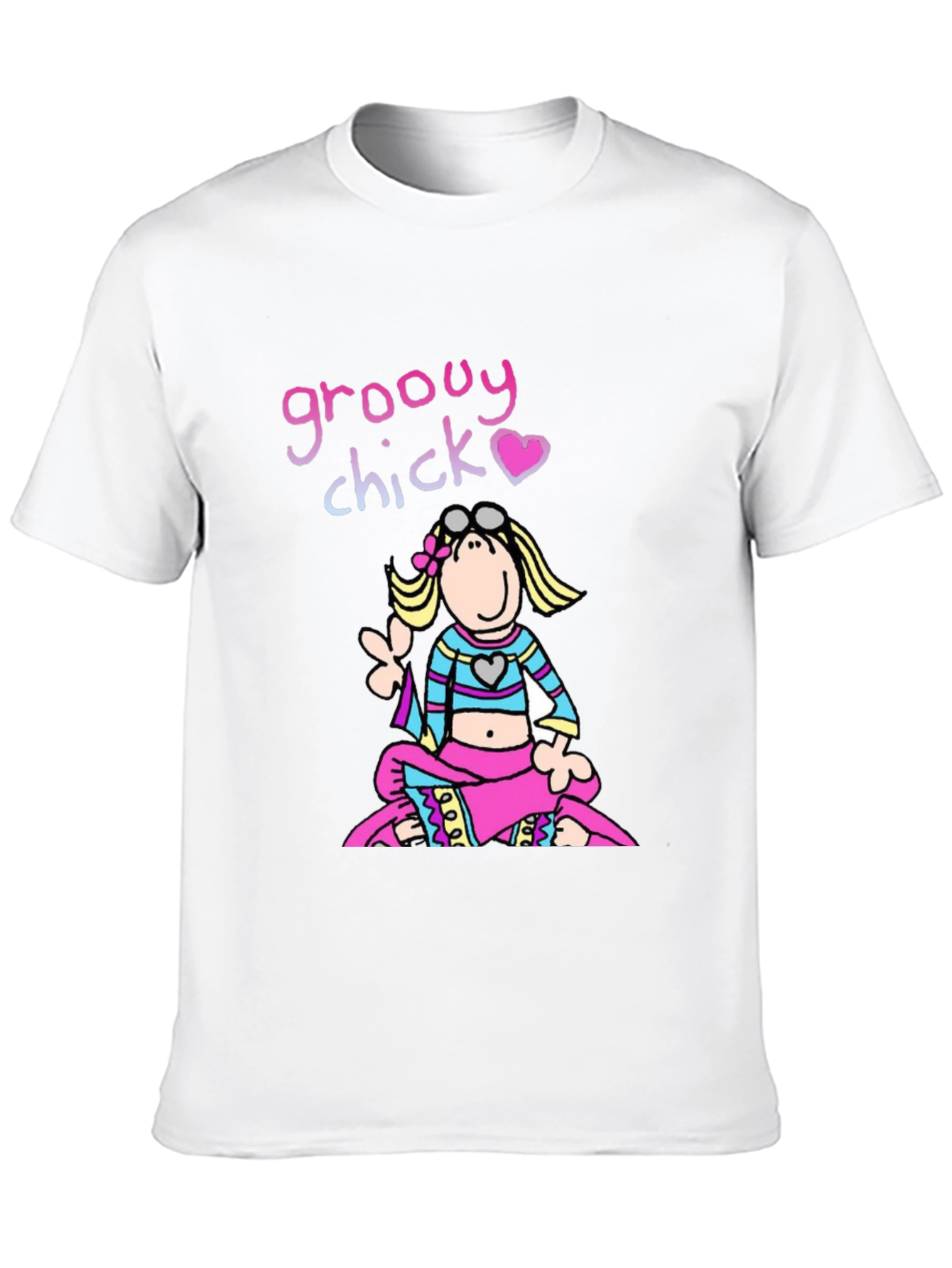 Groovy Chick T-Shirt - Retro Hippie Cartoon Tee