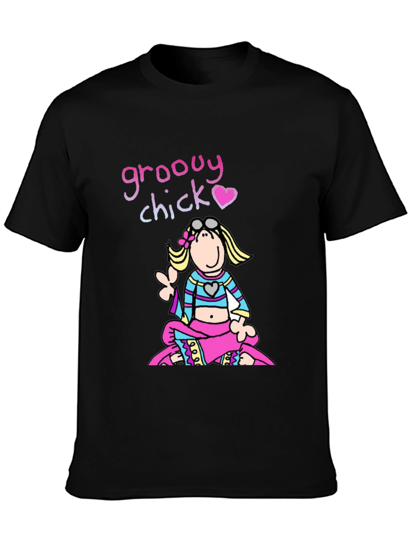 Groovy Chick T-Shirt - Retro Hippie Cartoon Tee