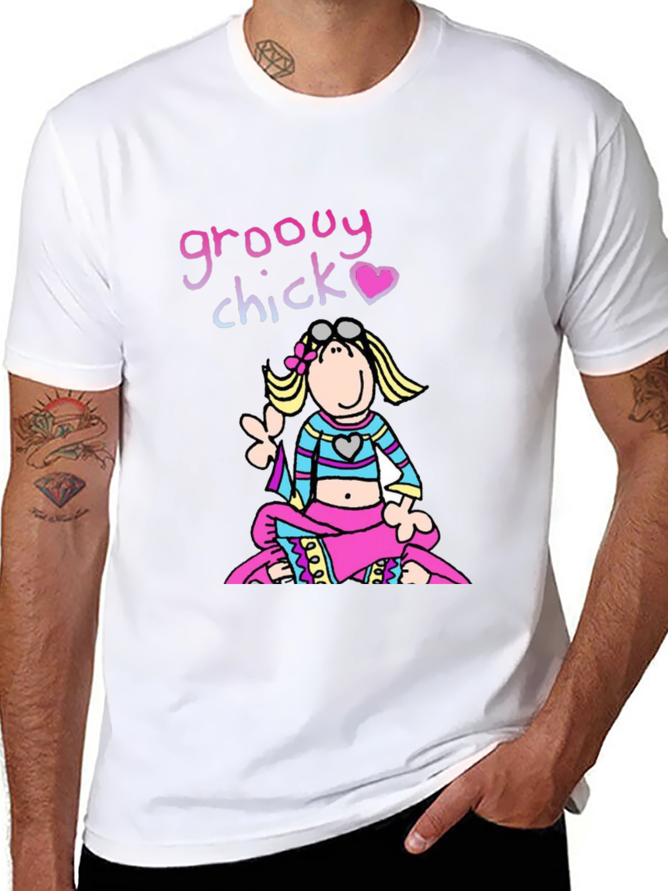 Groovy Chick T-Shirt - Retro Hippie Cartoon Tee