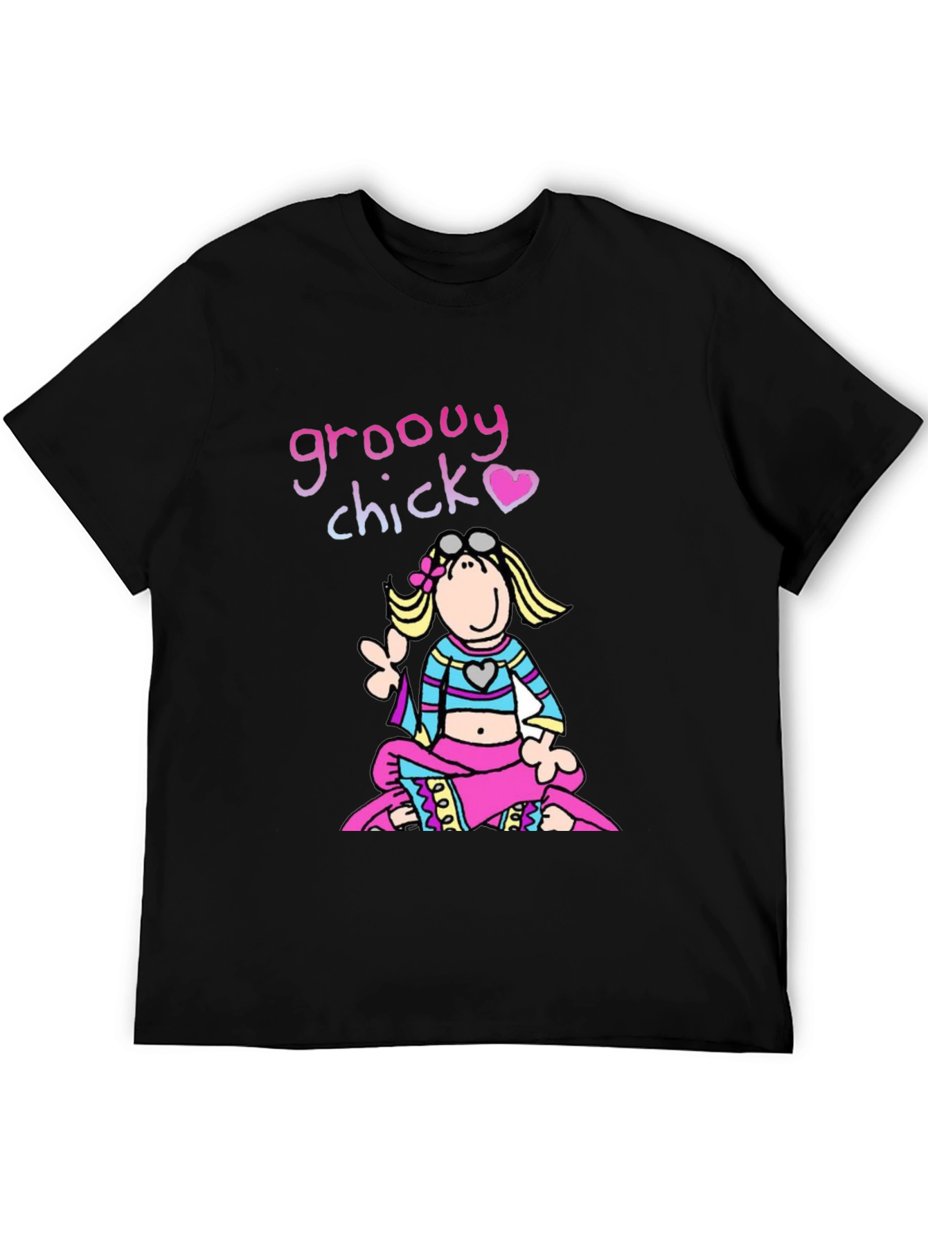 Groovy Chick T-Shirt - Retro Hippie Cartoon Tee