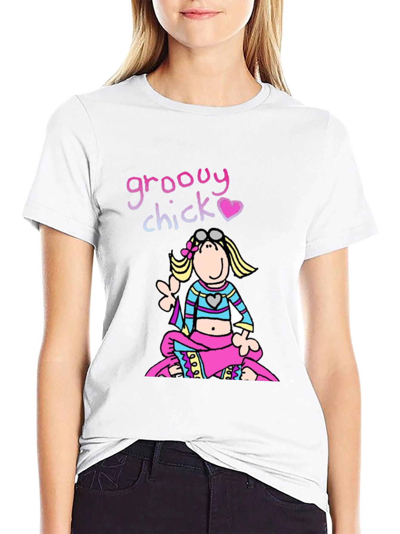 Groovy Chick T-Shirt - Retro Hippie Cartoon Tee