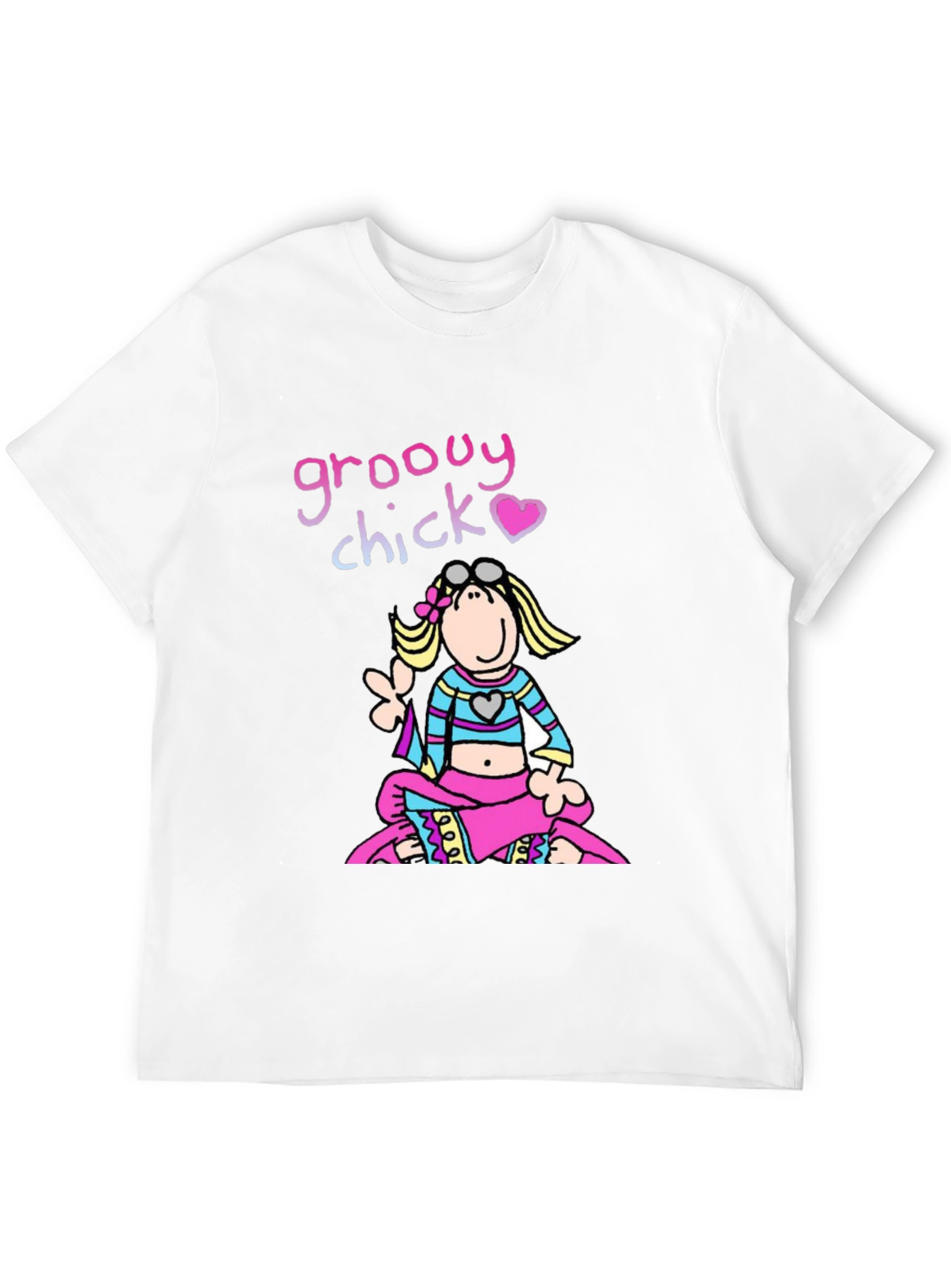 Groovy Chick T-Shirt - Retro Hippie Cartoon Tee