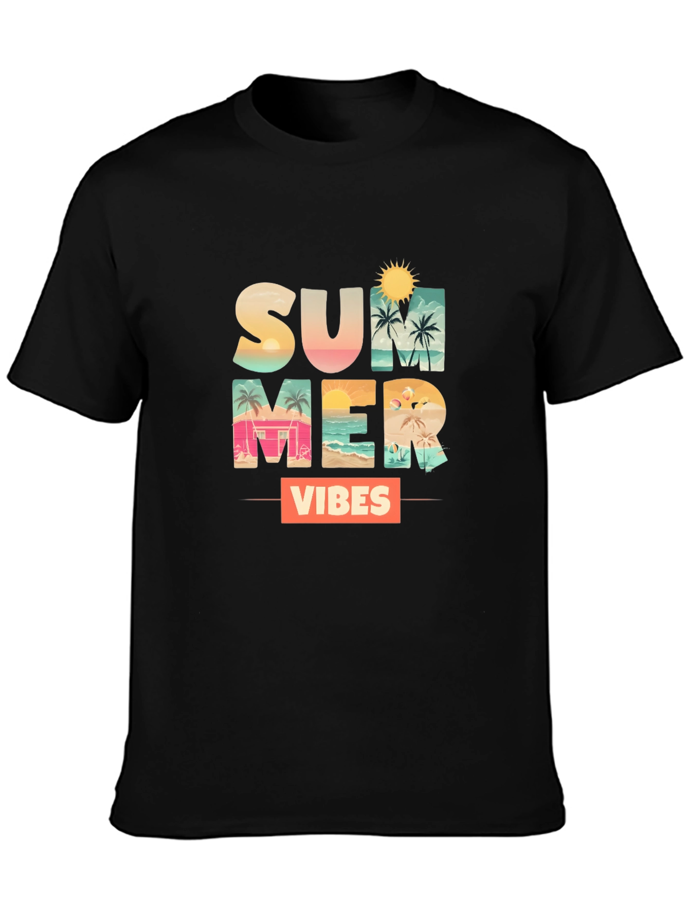 Summer Vibes Graphic Tee - Black