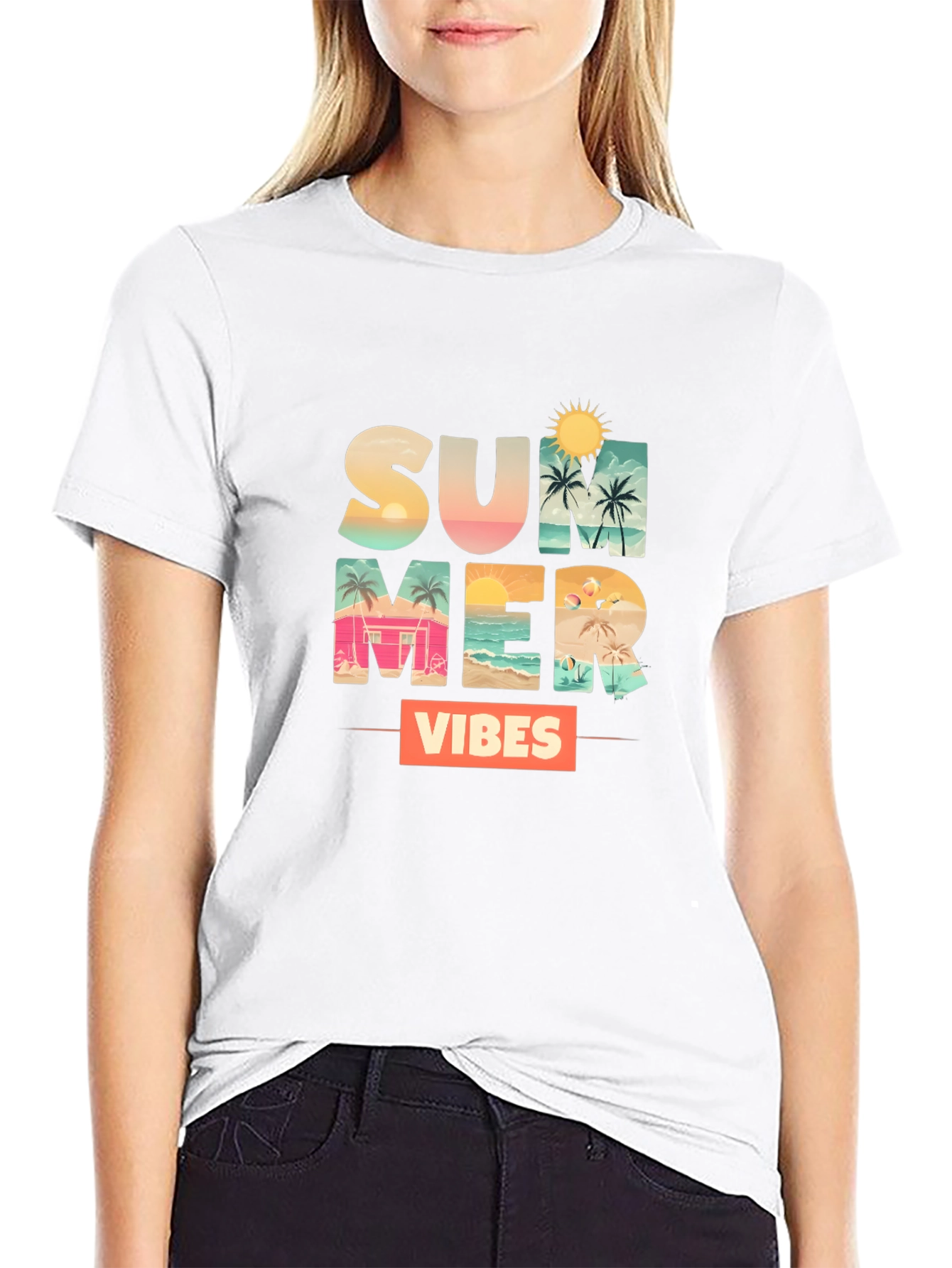 Summer Vibes Graphic Tee - Black
