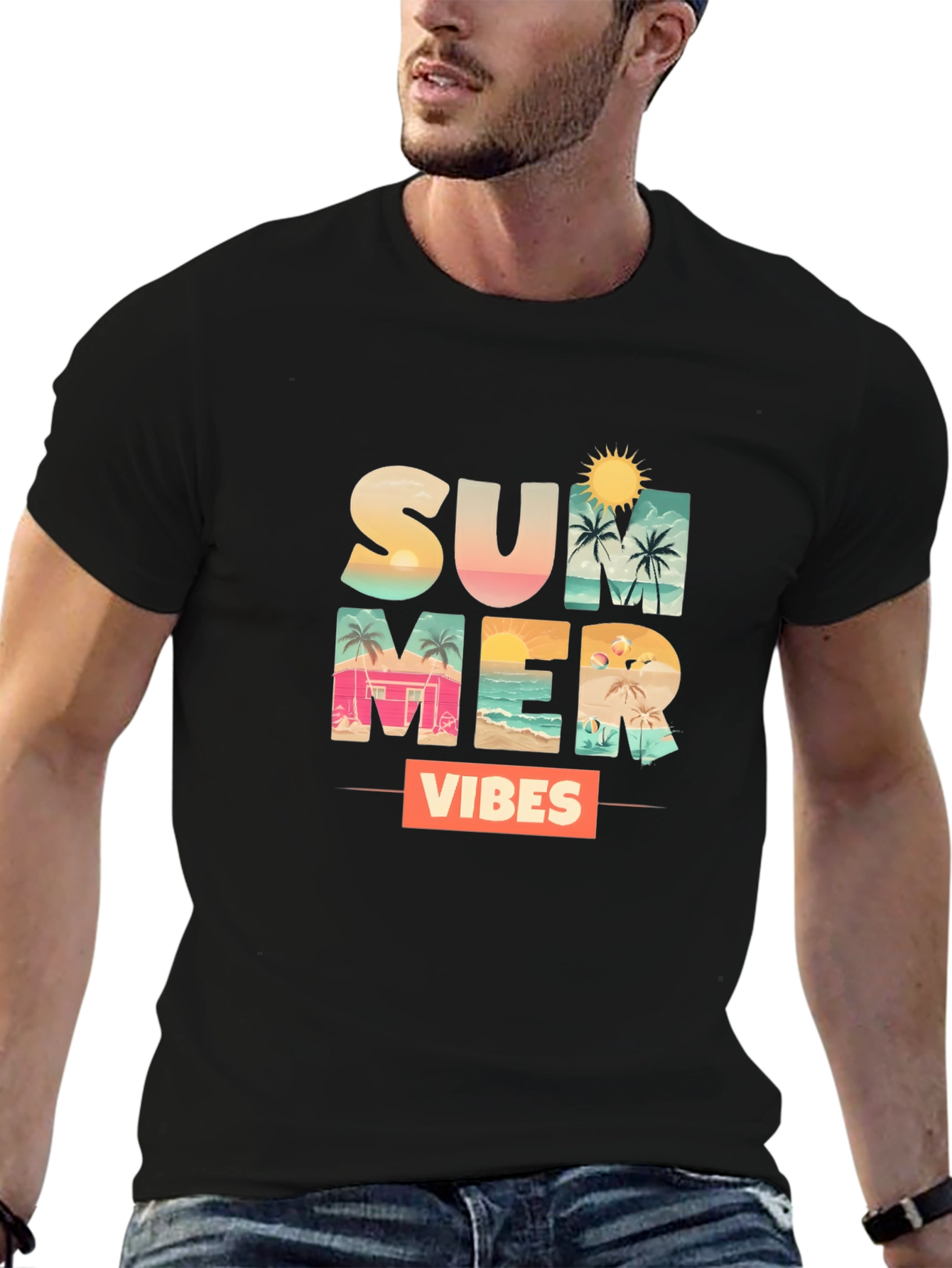 Summer Vibes Graphic Tee - Black
