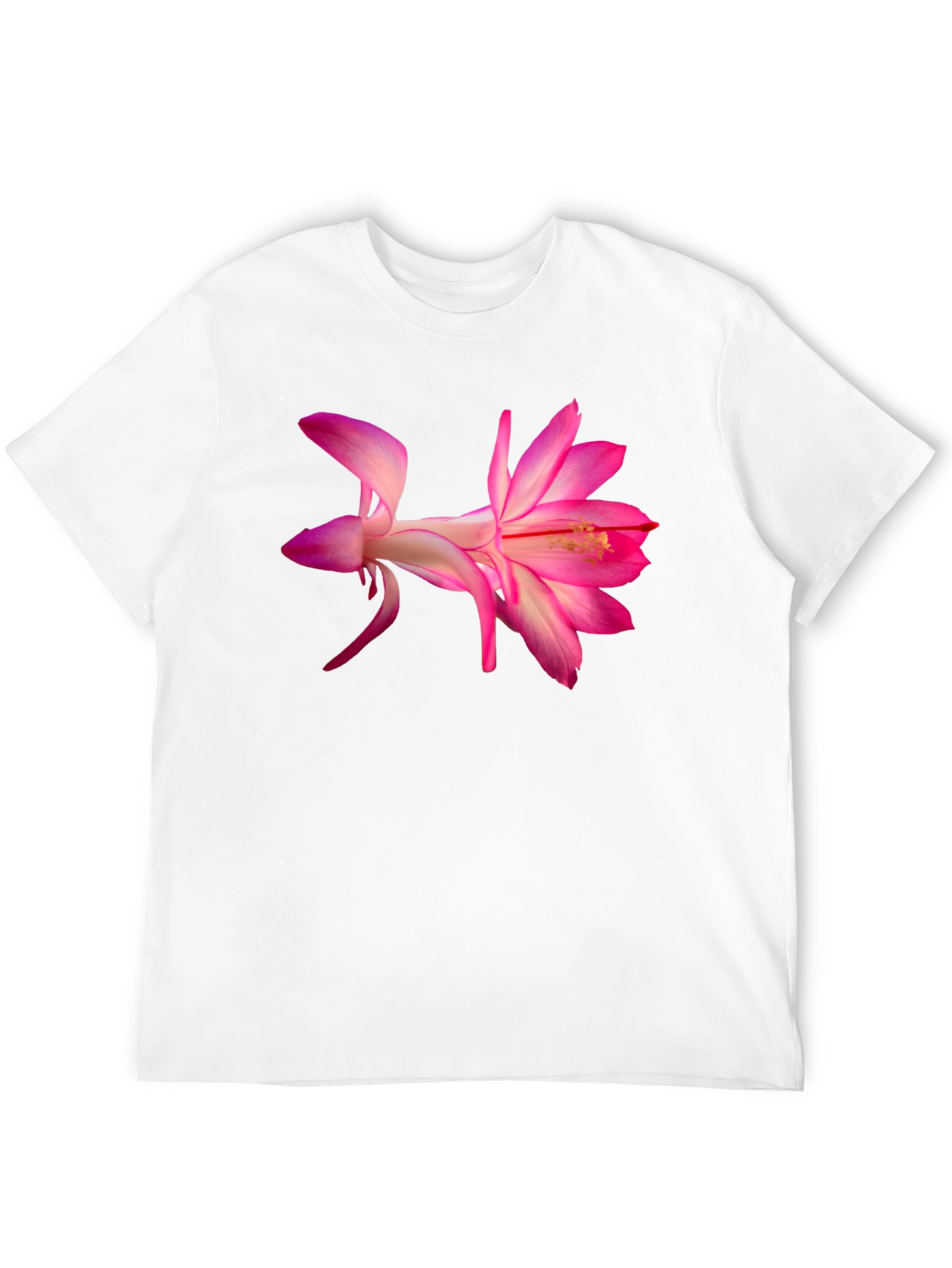 Pink Flower Graphic Black T-Shirt