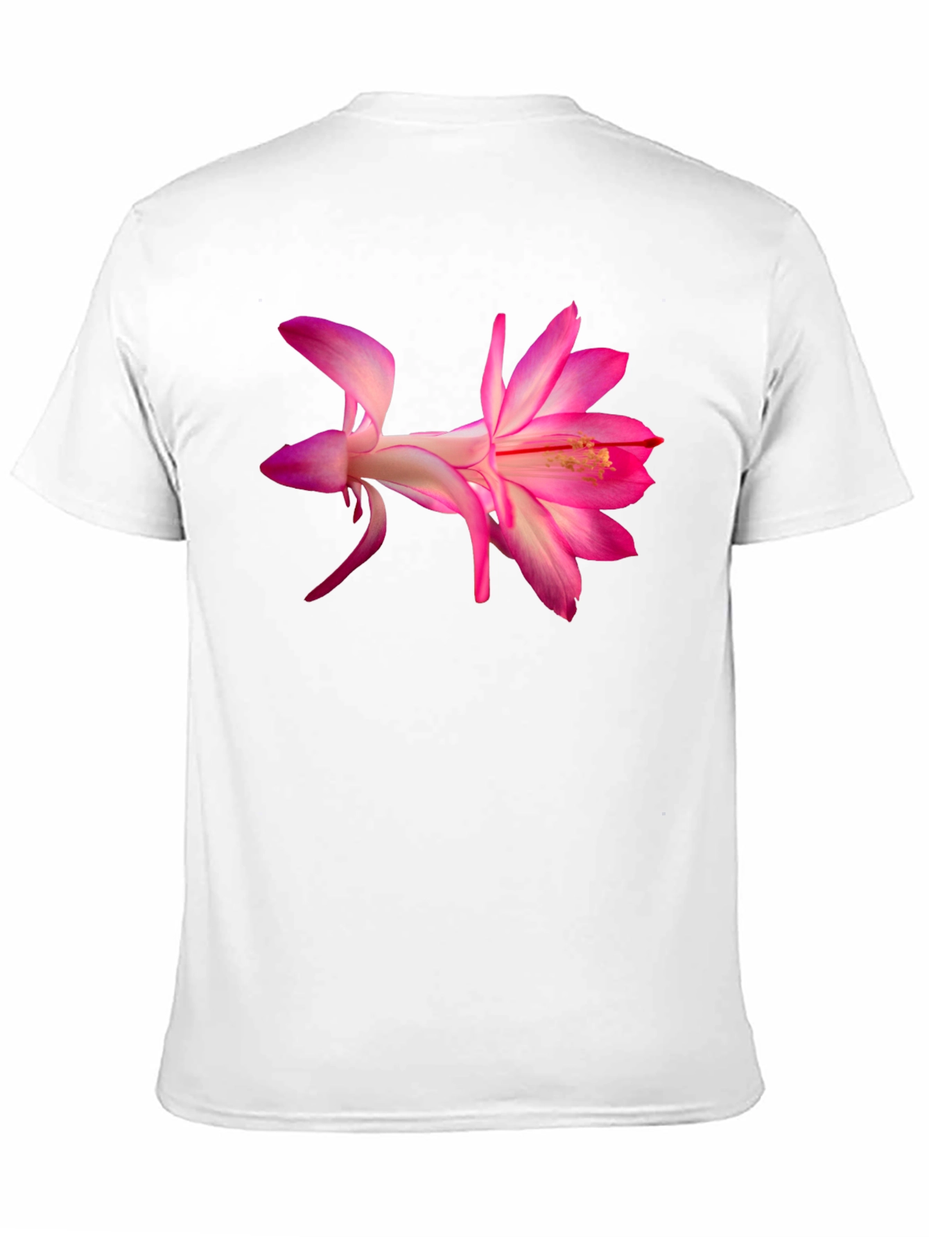 Pink Flower Graphic Black T-Shirt
