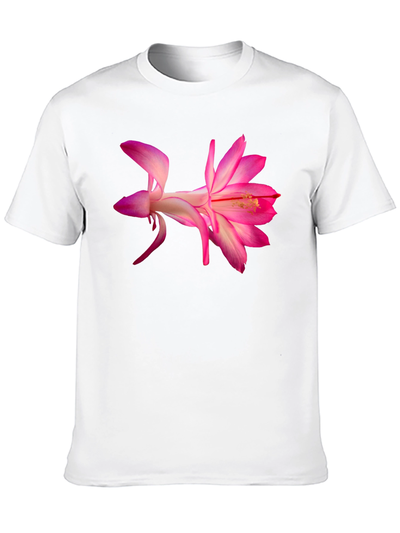 Pink Flower Graphic Black T-Shirt