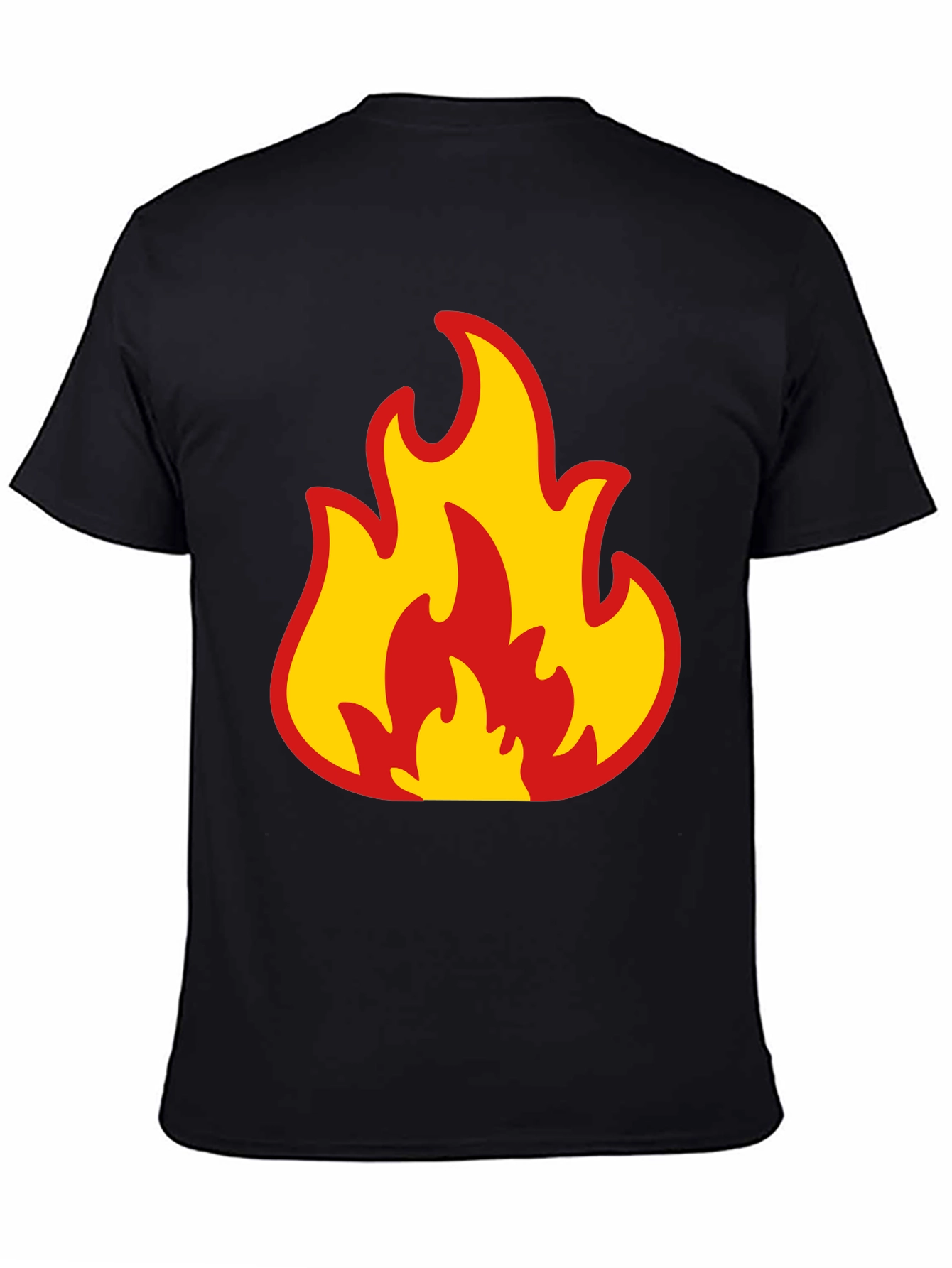 Bold Flame Graphic Tee - Black Cotton T-Shirt