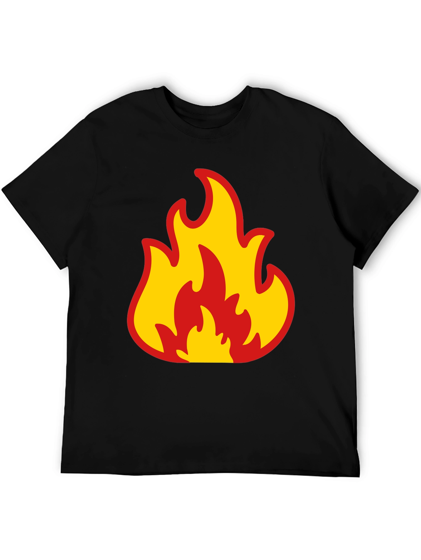 Bold Flame Graphic Tee - Black Cotton T-Shirt