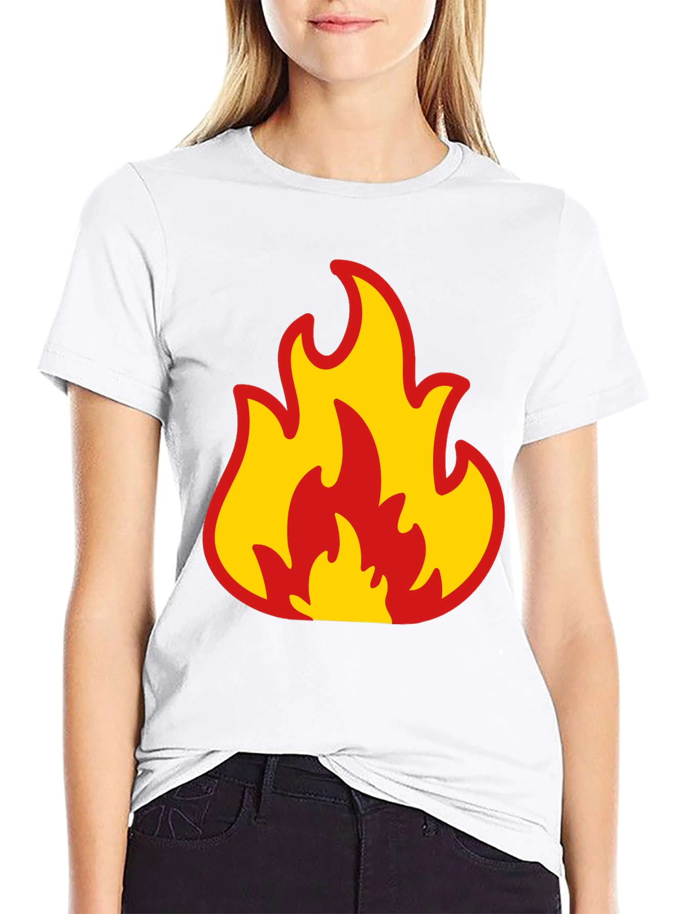 Bold Flame Graphic Tee - Black Cotton T-Shirt