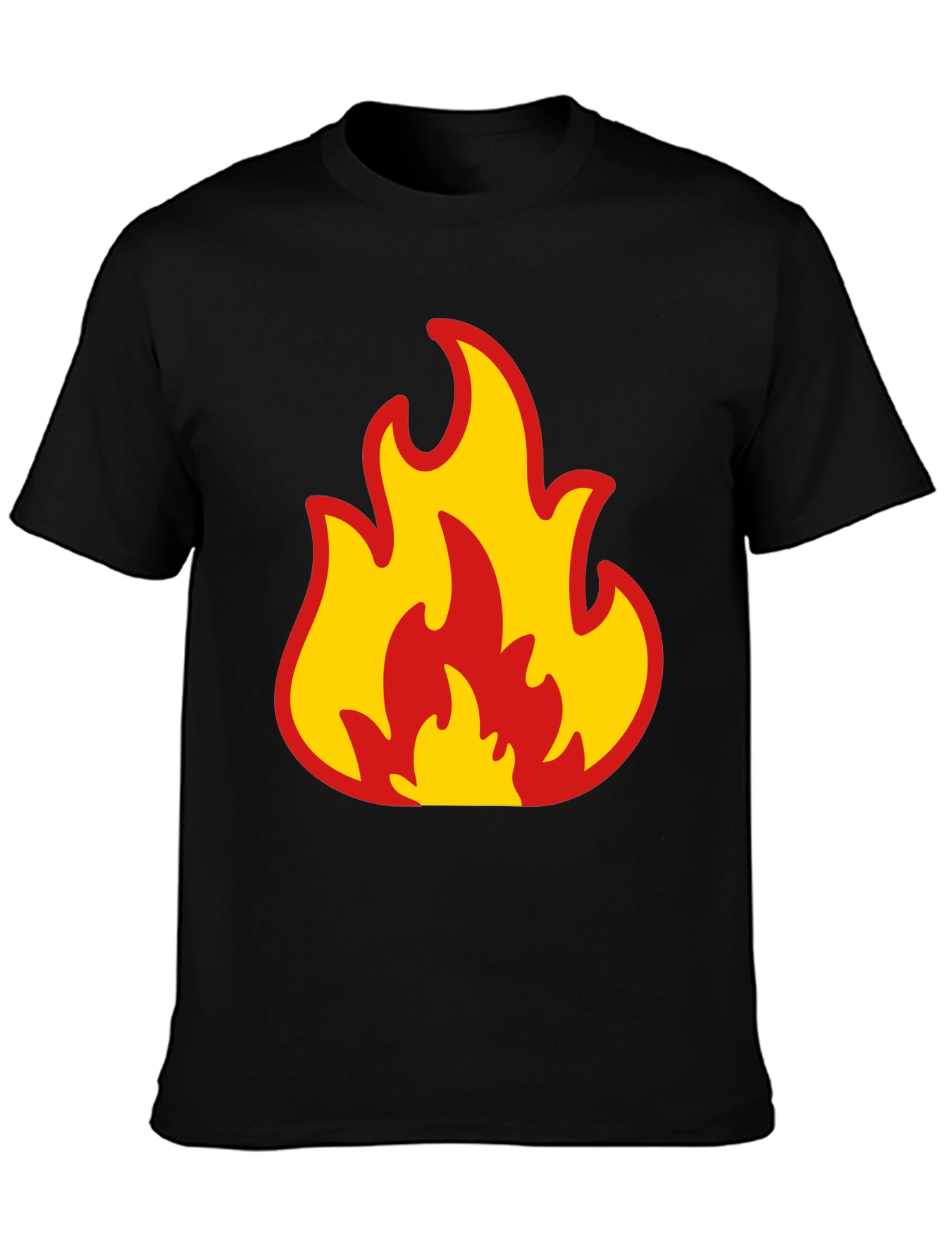 Bold Flame Graphic Tee - Black Cotton T-Shirt