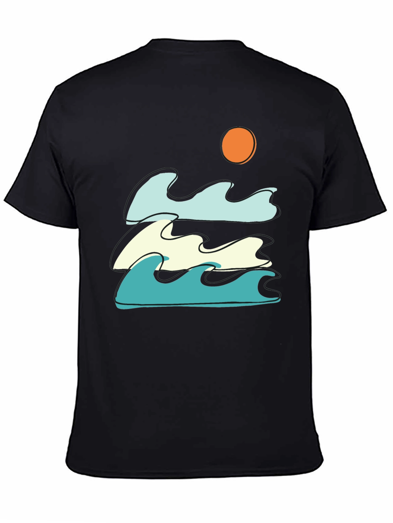 Waves and Sun Graphic Tee - Black
