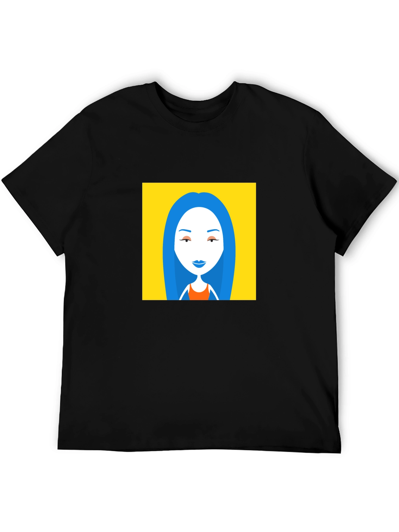 Black T-Shirt with Cartoon Woman Graphic