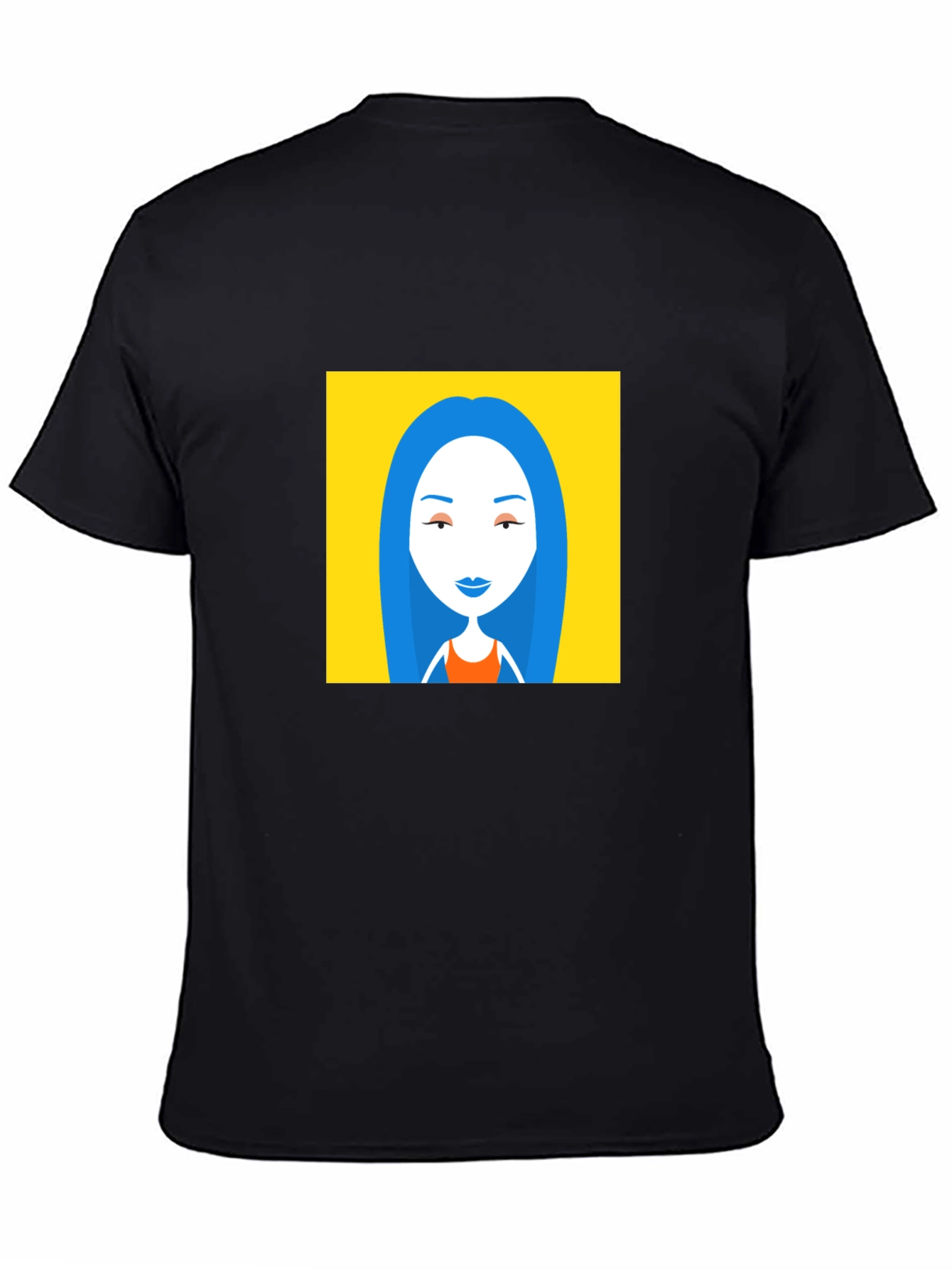 Black T-Shirt with Cartoon Woman Graphic