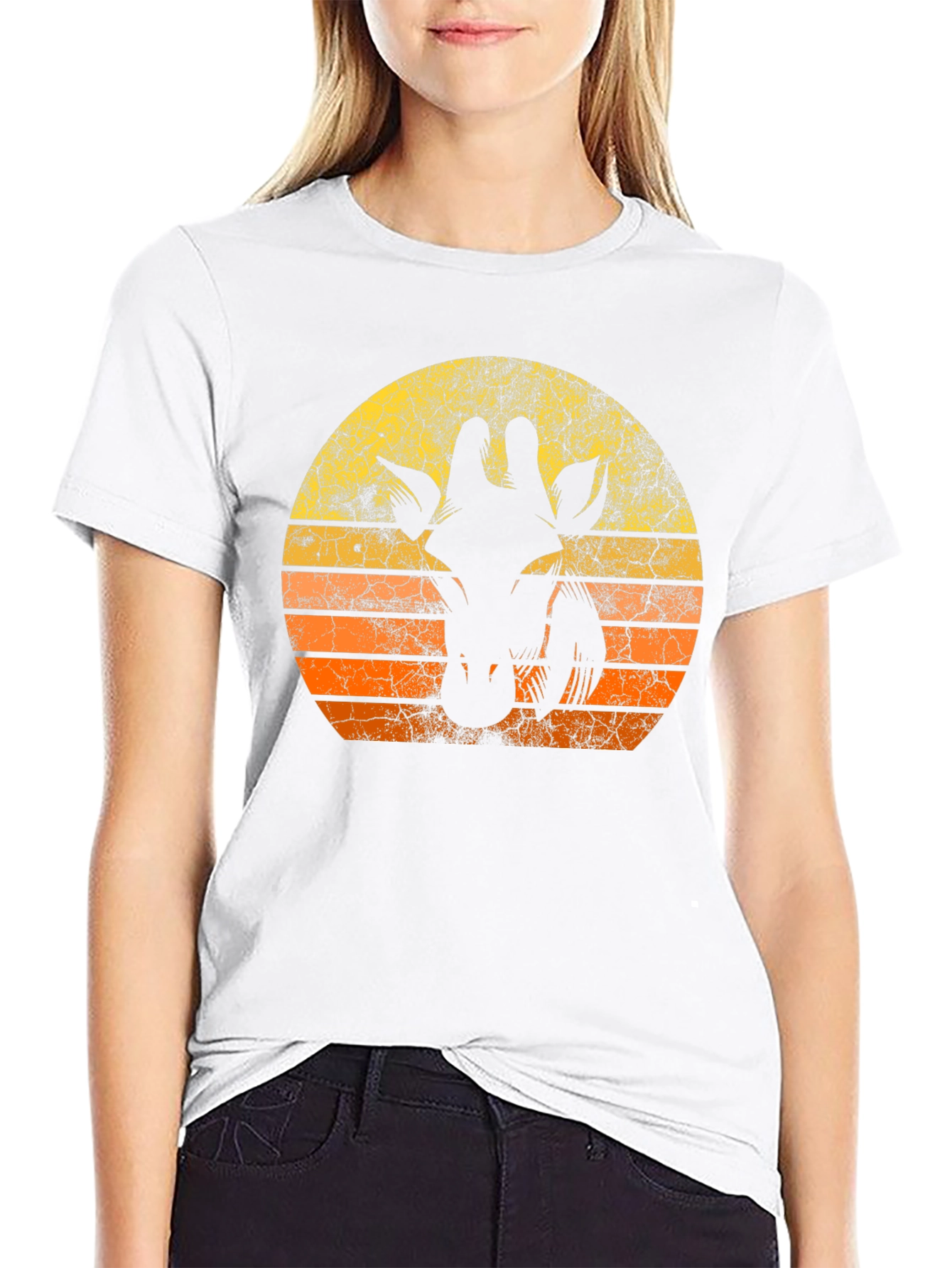 Retro Giraffe Sunset Graphic Tee