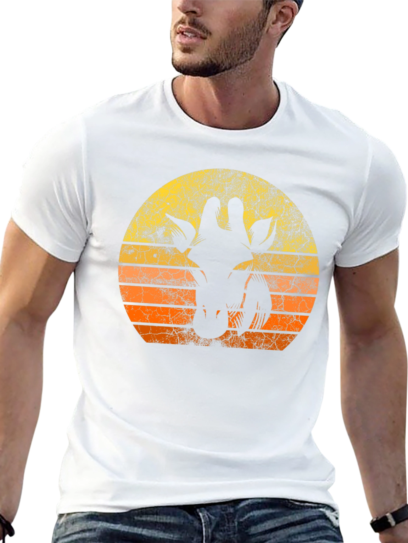 Retro Giraffe Sunset Graphic Tee