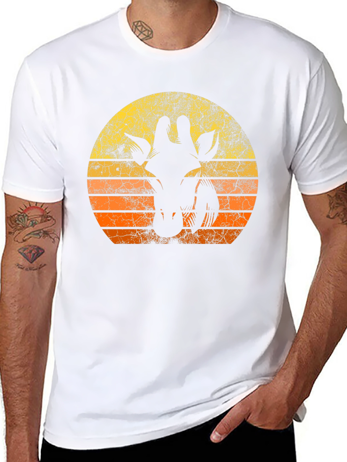 Retro Giraffe Sunset Graphic Tee