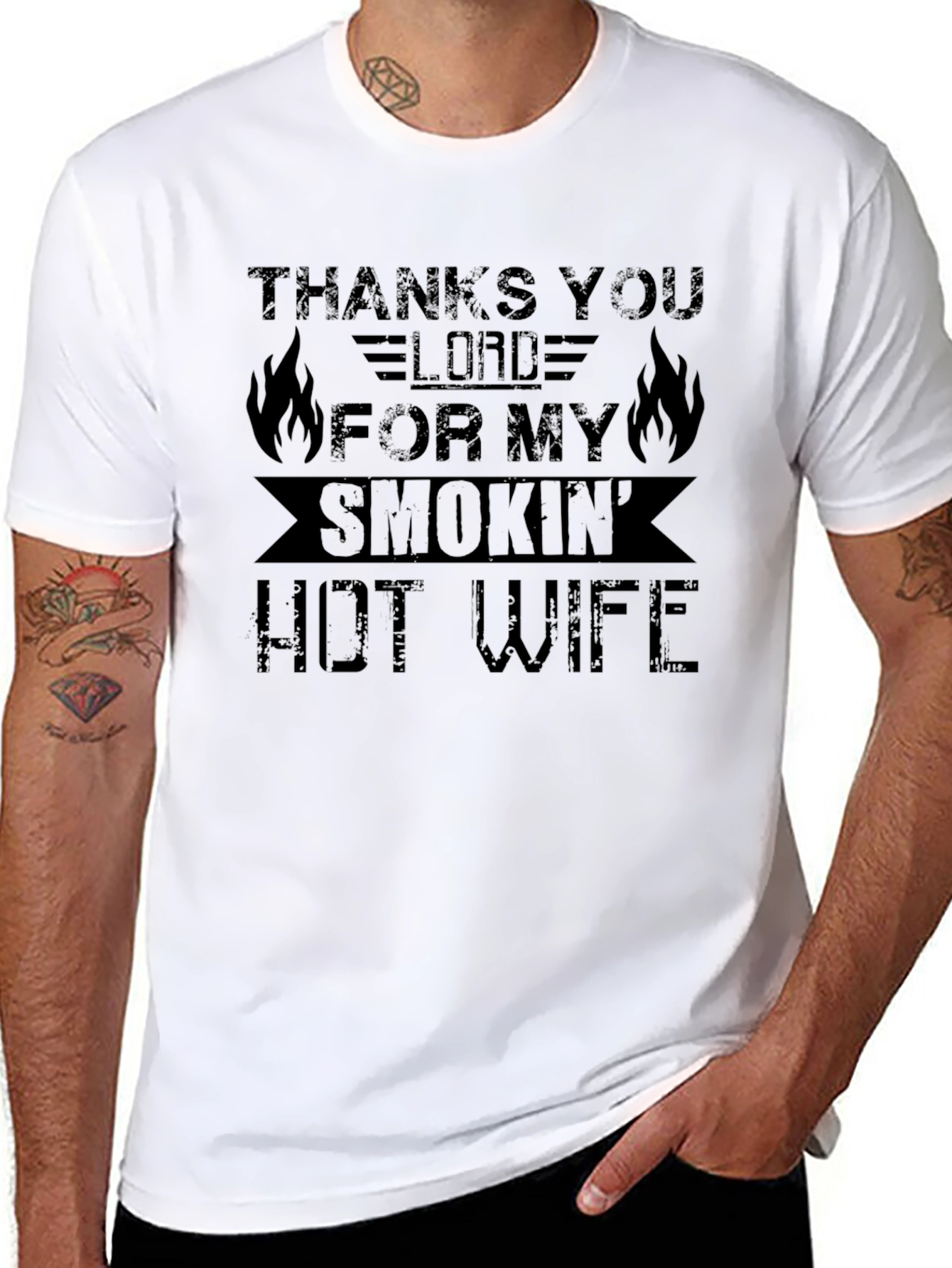 Thanks Lord Smokin Hot Wife Black T-Shirt