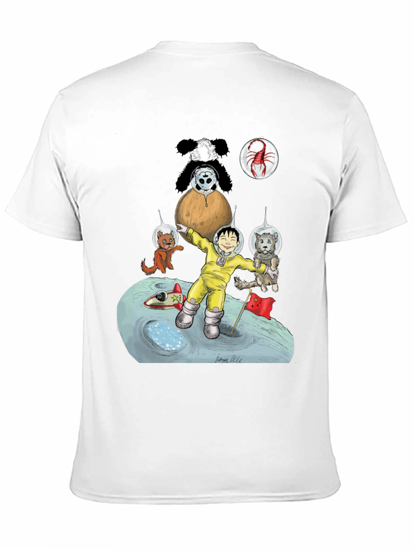 Cartoon Graphic Print Tee - Lunar Explorer
