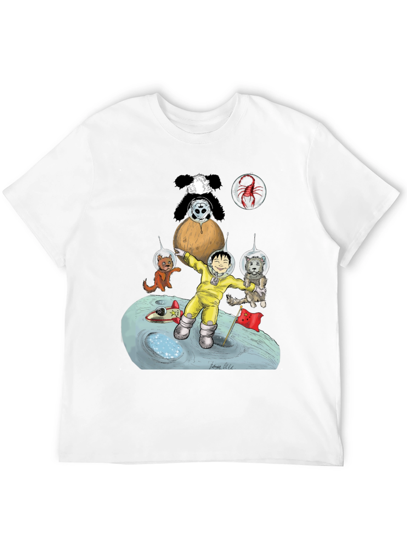 Cartoon Graphic Print Tee - Lunar Explorer