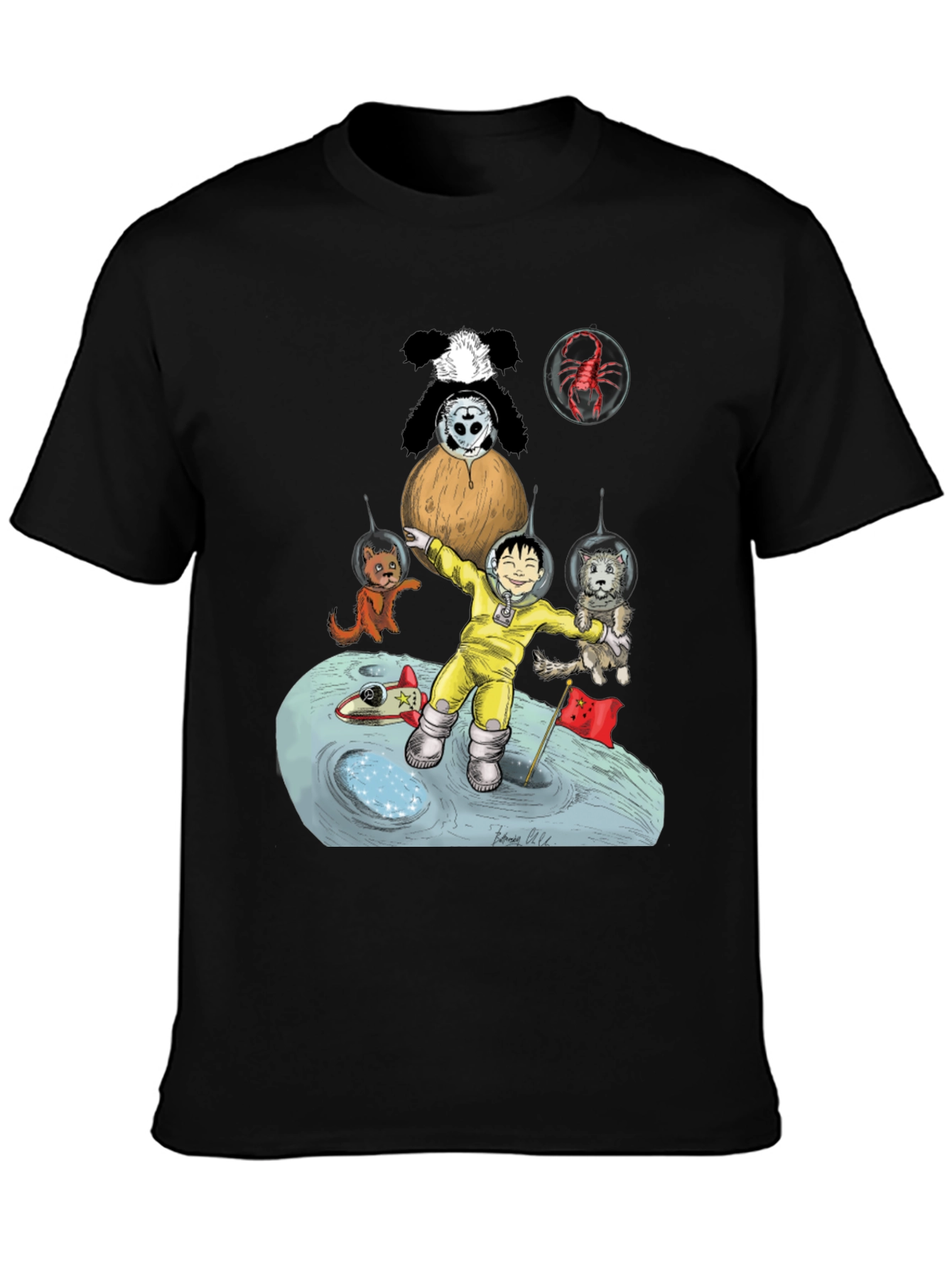 Cartoon Graphic Print Tee - Lunar Explorer