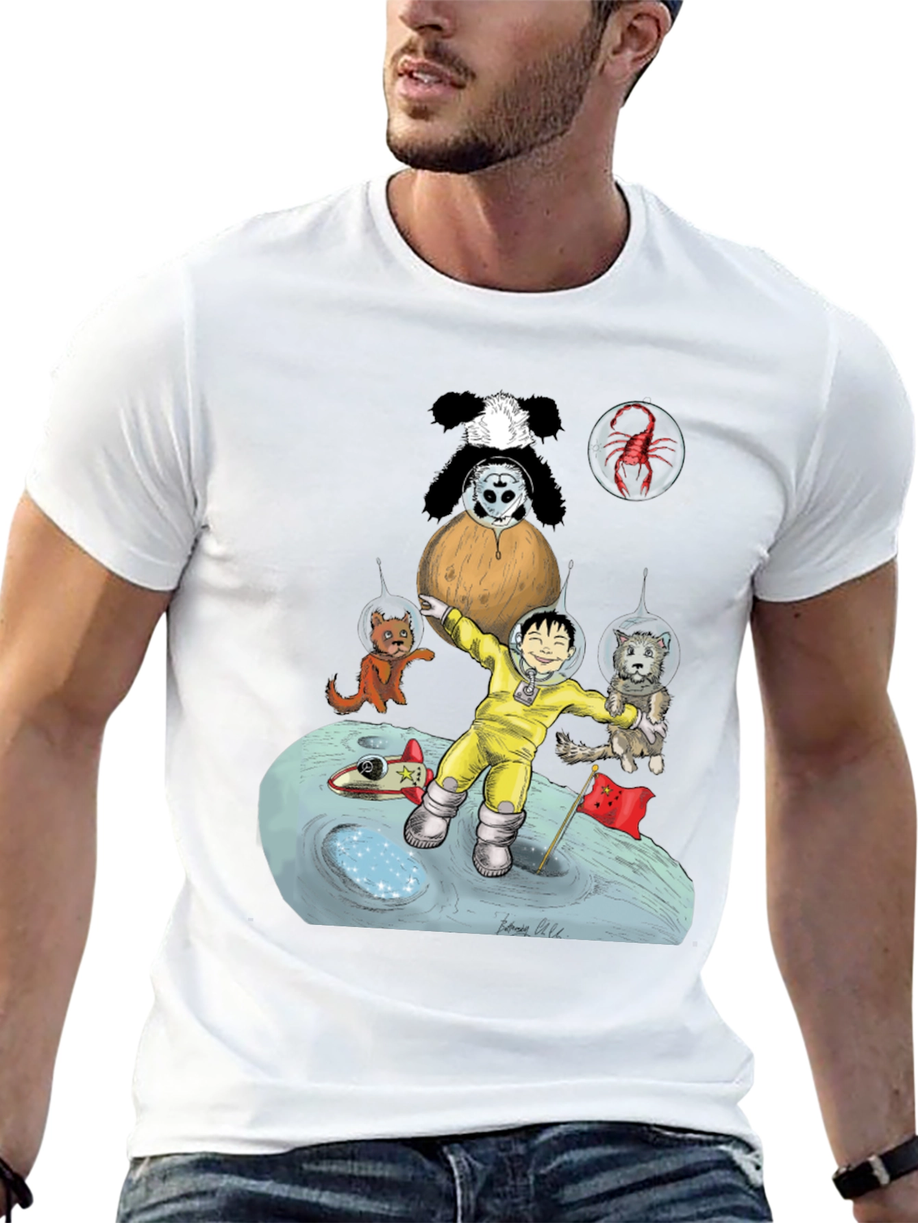 Cartoon Graphic Print Tee - Lunar Explorer