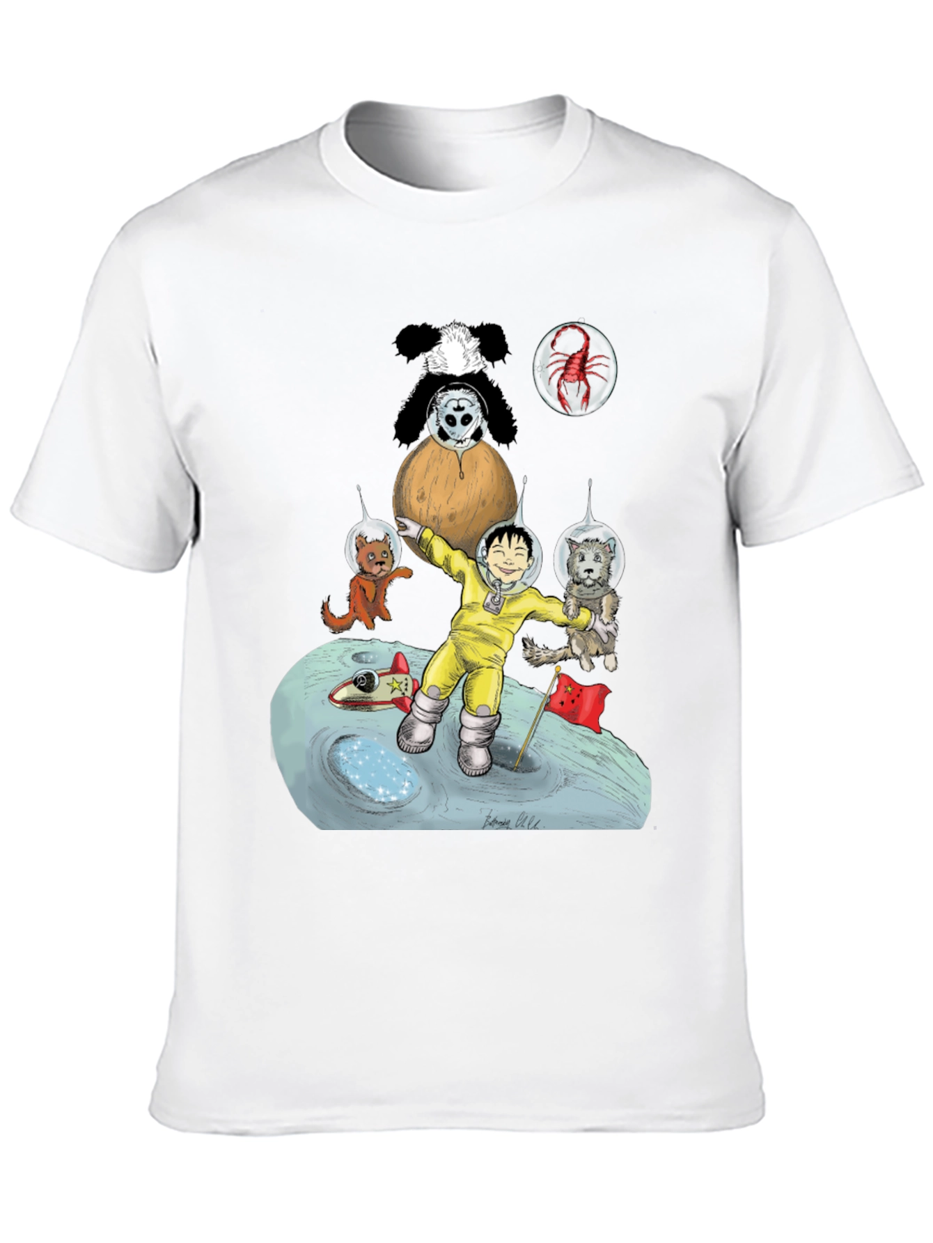 Cartoon Graphic Print Tee - Lunar Explorer