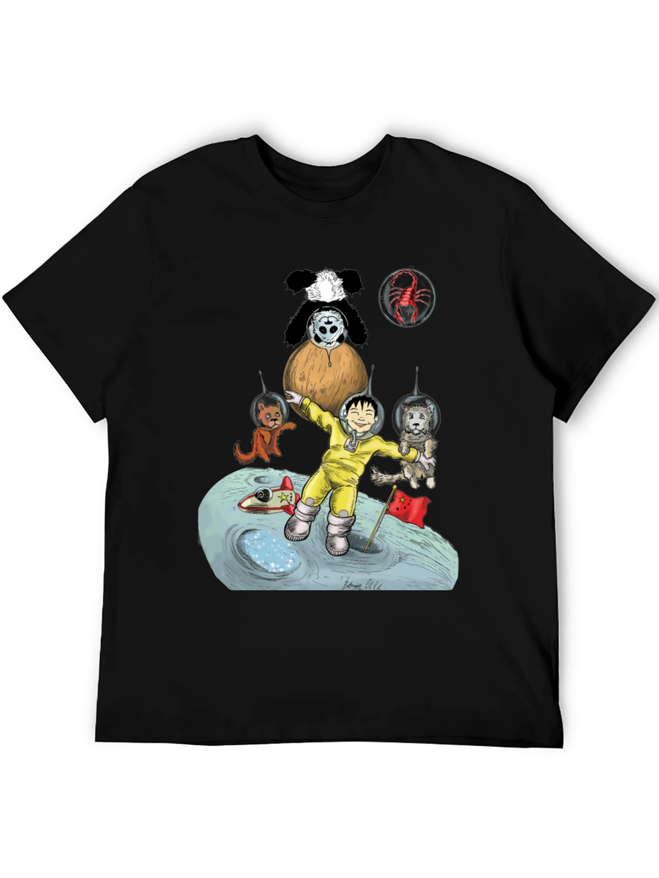 Cartoon Graphic Print Tee - Lunar Explorer