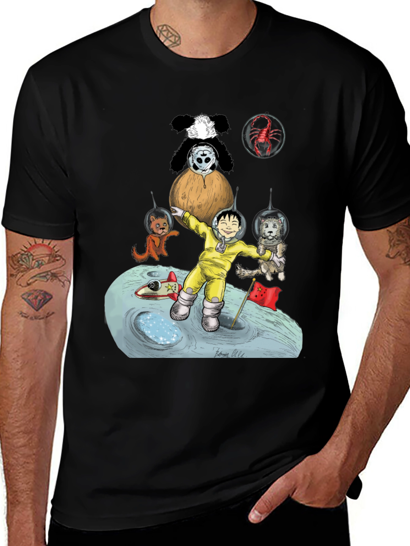 Cartoon Graphic Print Tee - Lunar Explorer