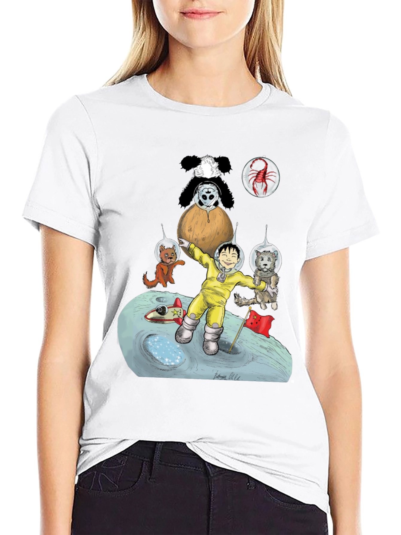 Cartoon Graphic Print Tee - Lunar Explorer
