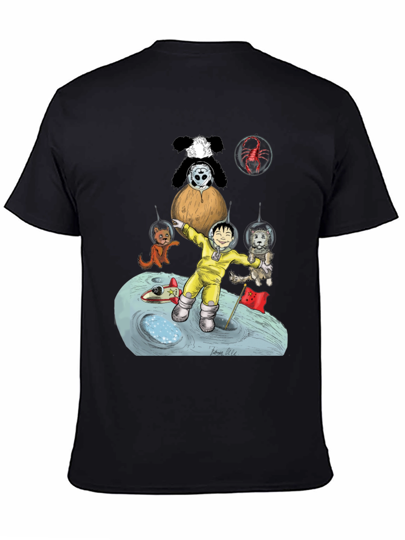 Cartoon Graphic Print Tee - Lunar Explorer