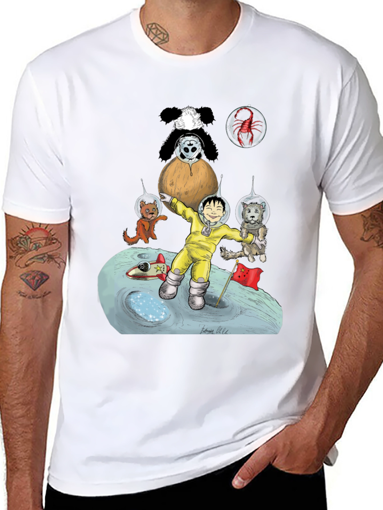 Cartoon Graphic Print Tee - Lunar Explorer