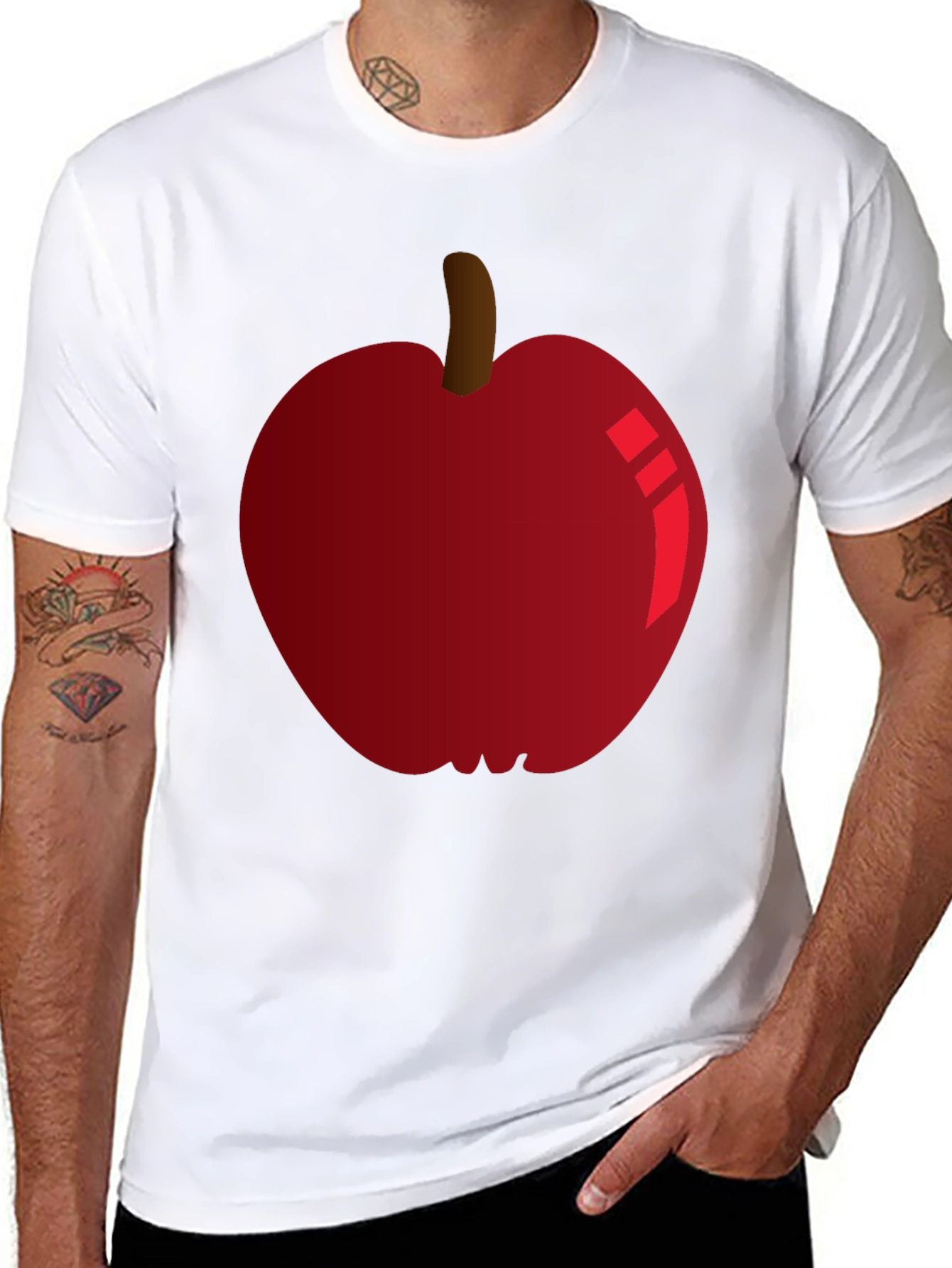 Red Apple Graphic Tee - Fruit Lovers T-Shirt