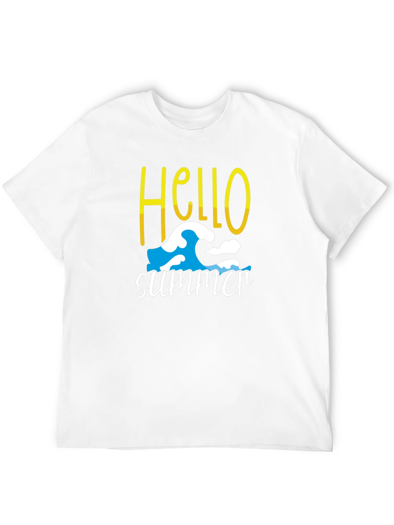 Hello Summer T-Shirt - Wave Design - Cotton Blend