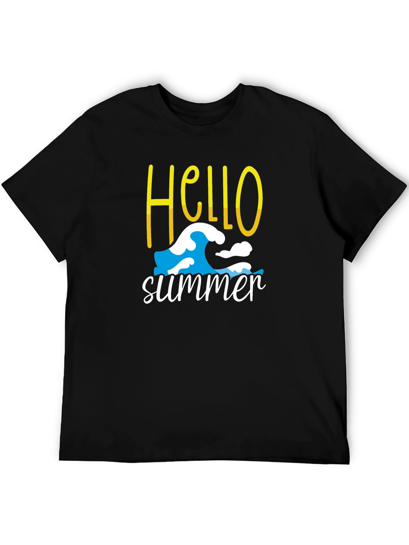 Hello Summer T-Shirt - Wave Design - Cotton Blend