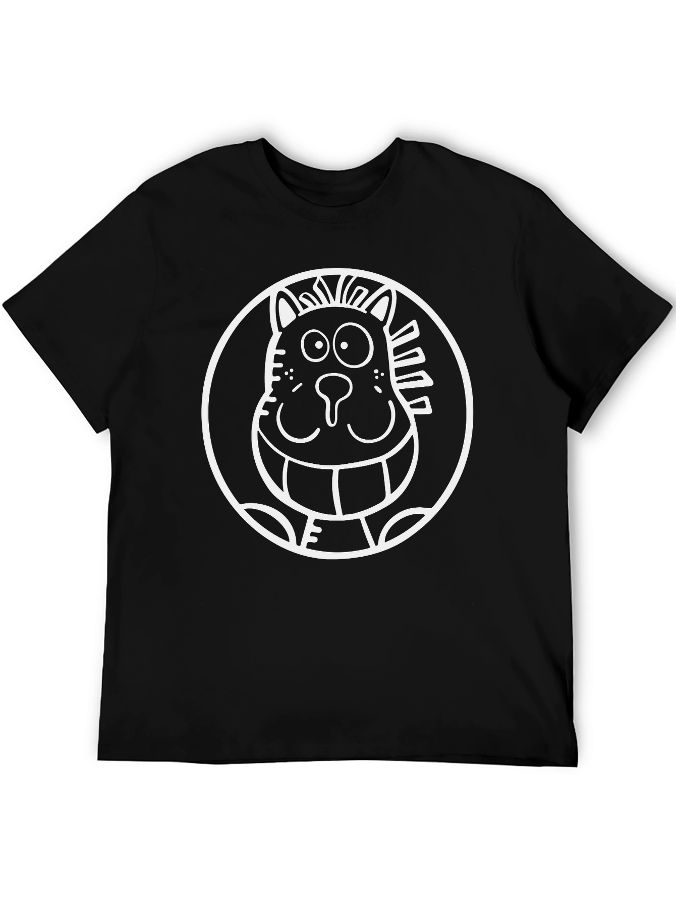 Funny Cat Graphic Tee - Black Cotton T-Shirt
