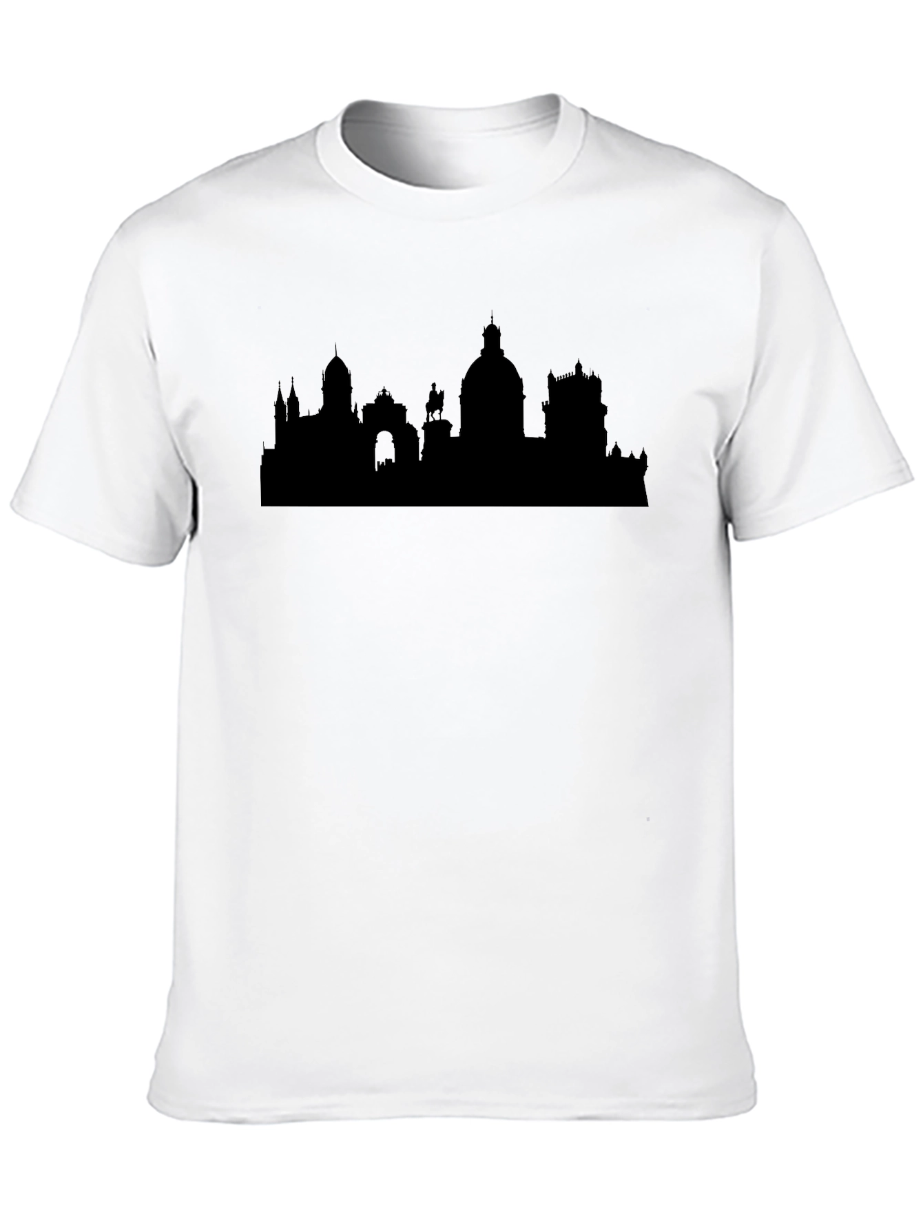 Black T-Shirt - City Skyline Silhouette Design